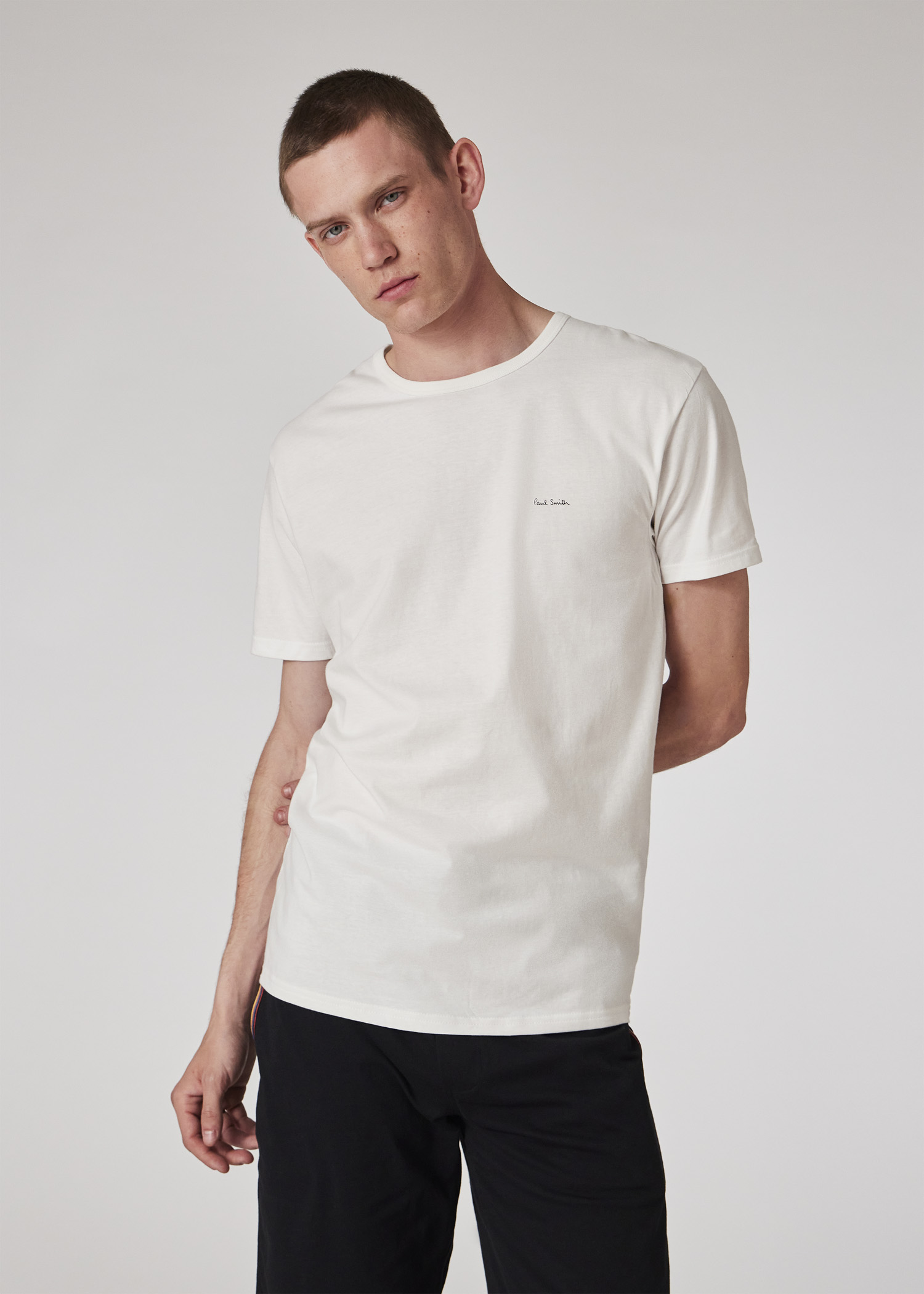 Tシャツ・カットソー PAUL SMITH Men T Shirts M1A388FHP3PK1A WHITE Men's White 'PS Logo' T-Shirt