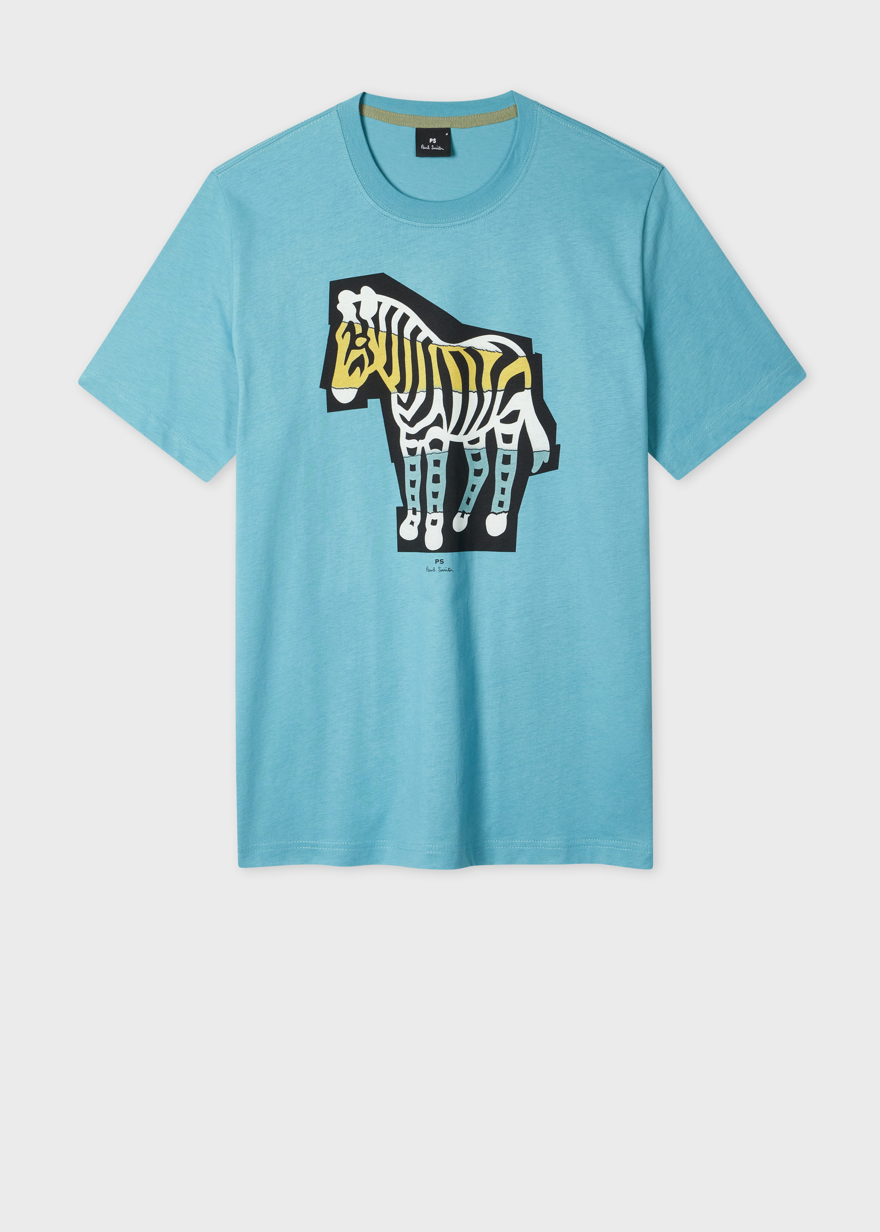 Men's Light Teal 'Zebra Cutout' Print T Shirt