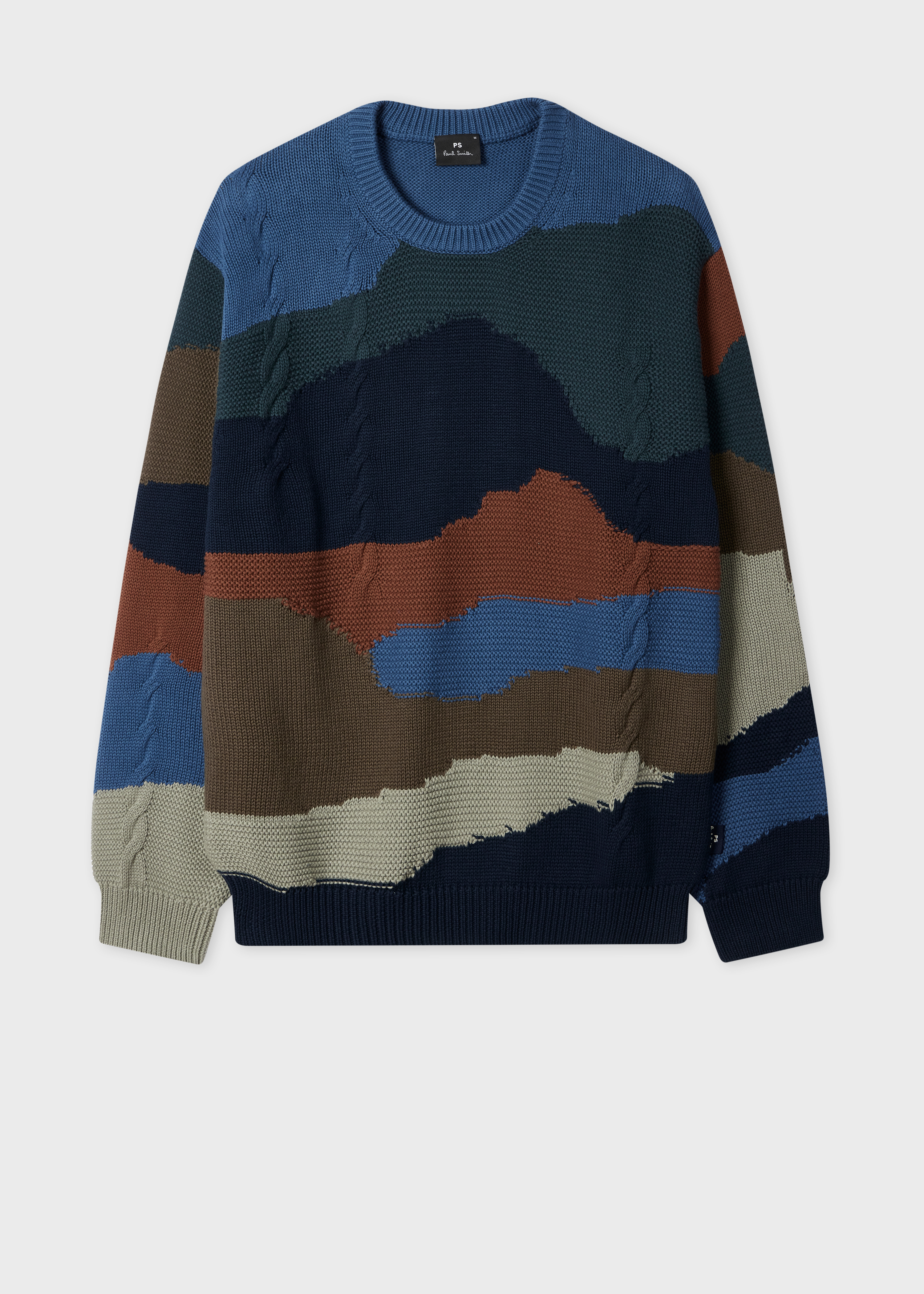 Men's 'Mountains' Intarsia Cotton Sweater
