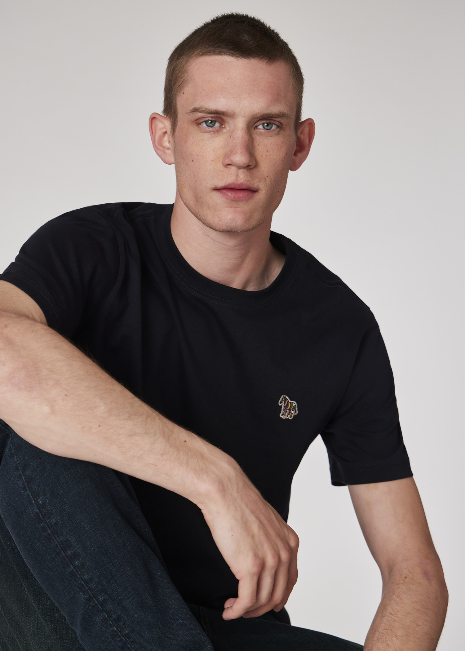 Navy Cotton Zebra Logo T-Shirt