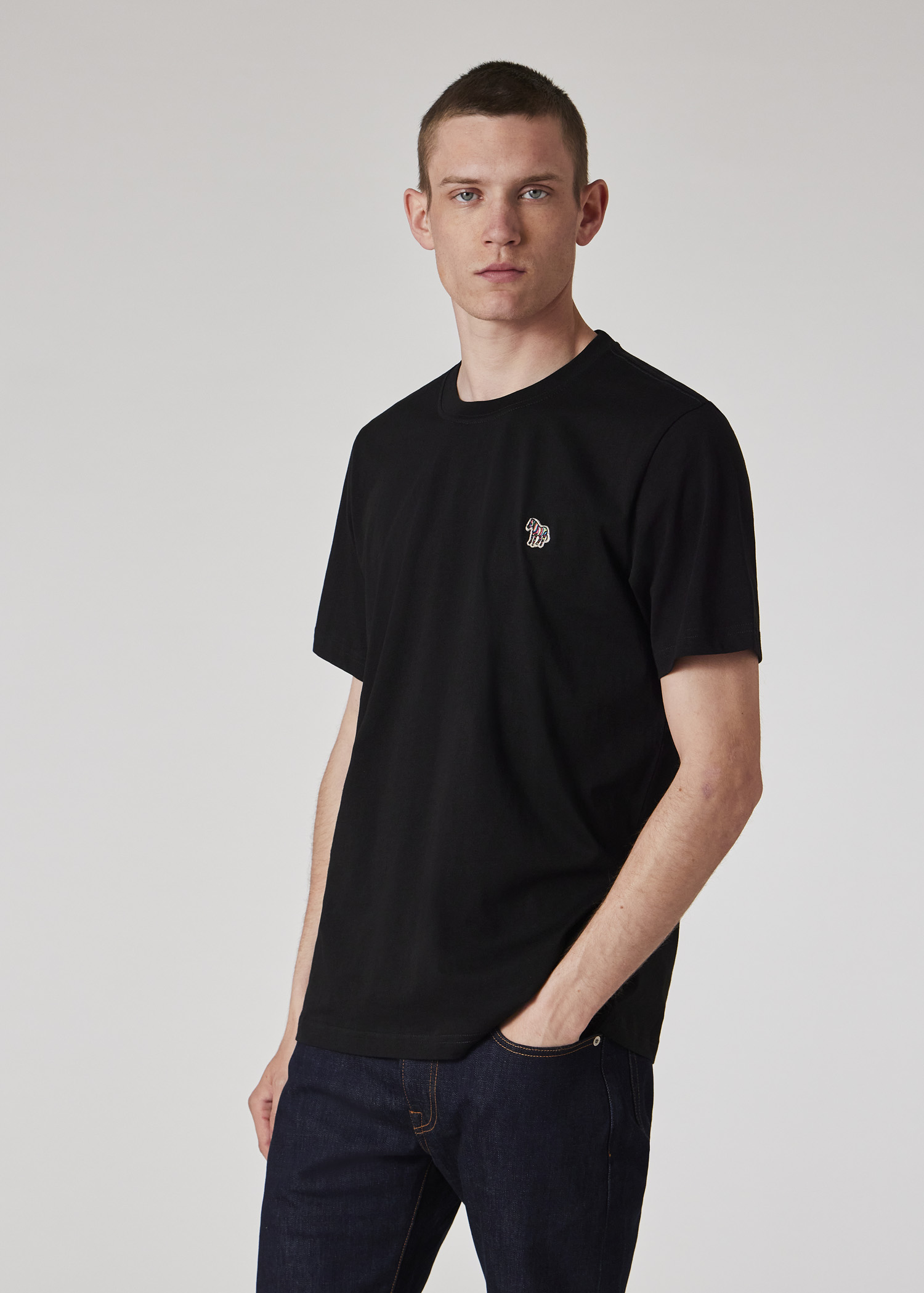 Paul Smith｜ (M2R 011R PP5081 79) Men's Grey Marl Cotton Zebra Logo T-Shirt