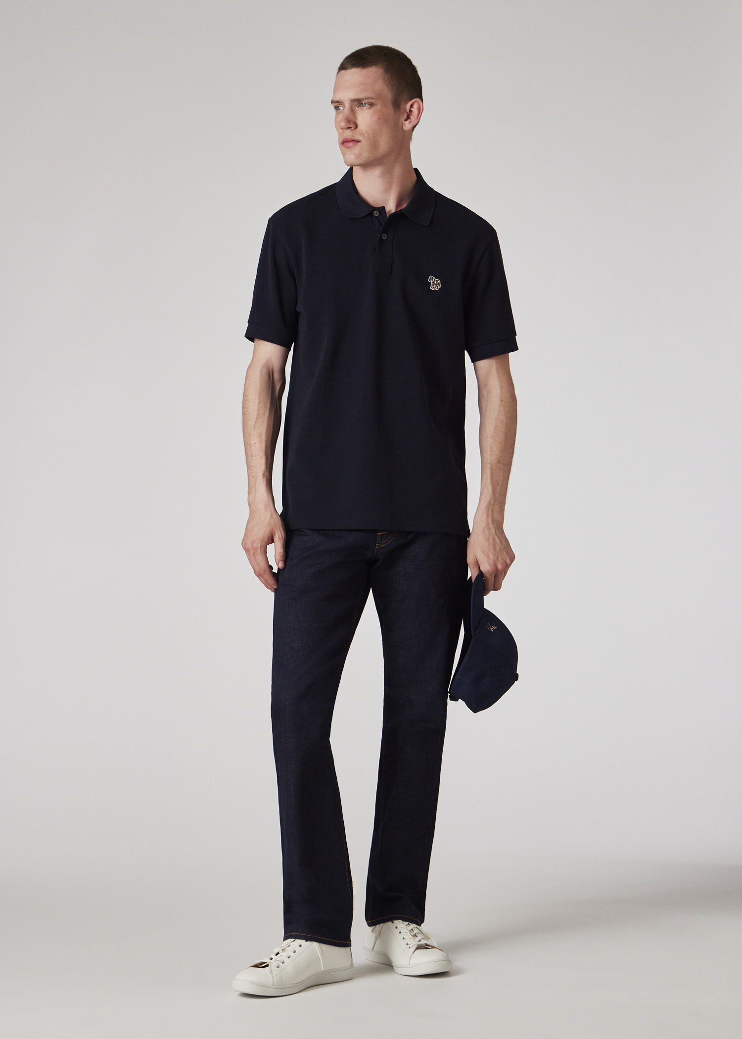 Tシャツ・カットソー Paul Smith POLO SHIRT WITH ZEBRA PATCH (M2R/115L/KZEBRA_49) Men's Pale Blue Organic Cotton Zebra Logo T-Shirt