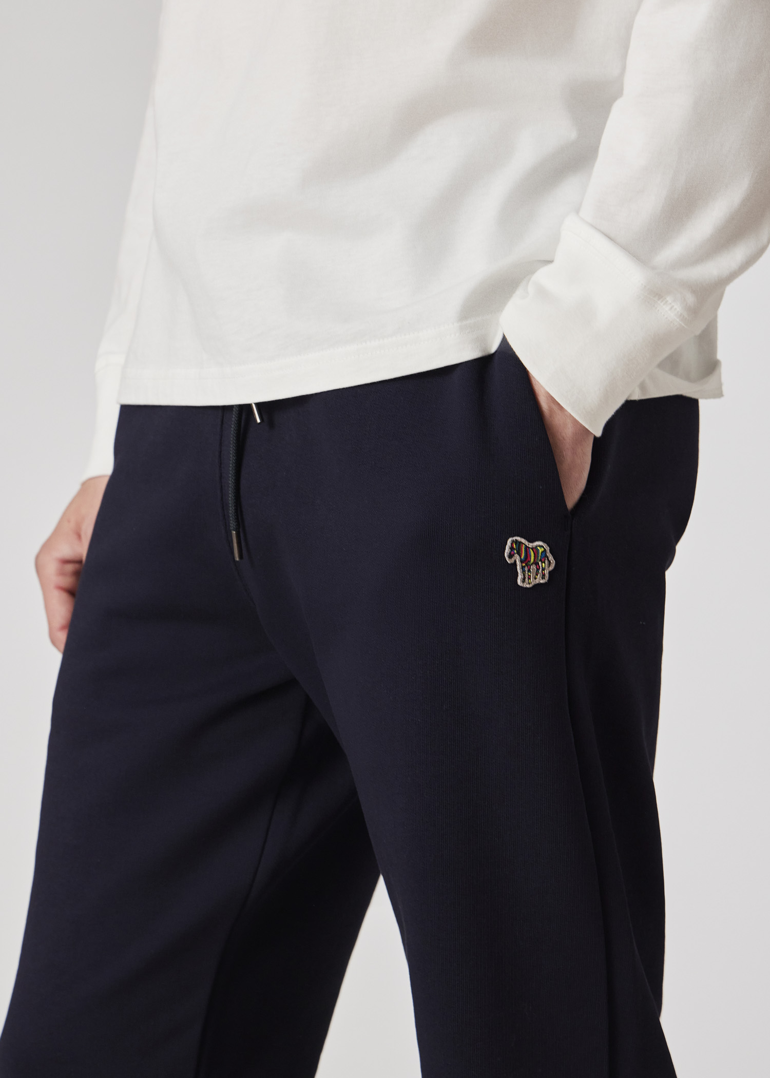 VIP【関税送料無料】希少 PAUL SMITH COTTON SWEATPANTS Tapered-Fit Grey Zebra Logo Cotton Sweatpants