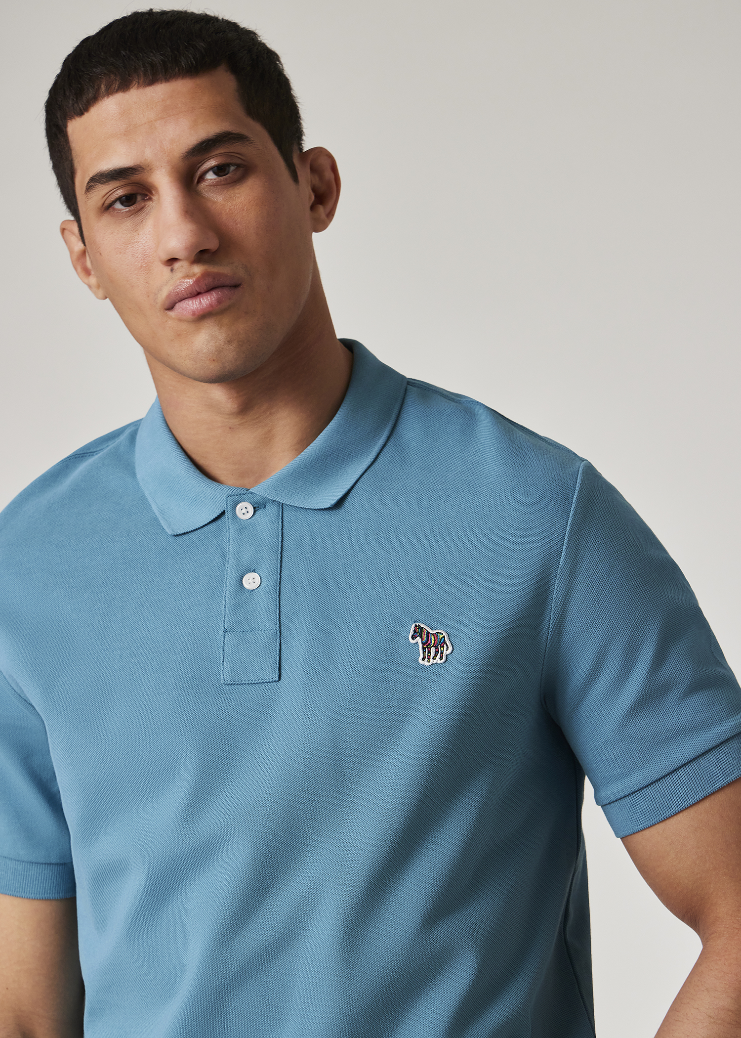 Men's Light Teal Organic Cotton Zebra Polo Shirt