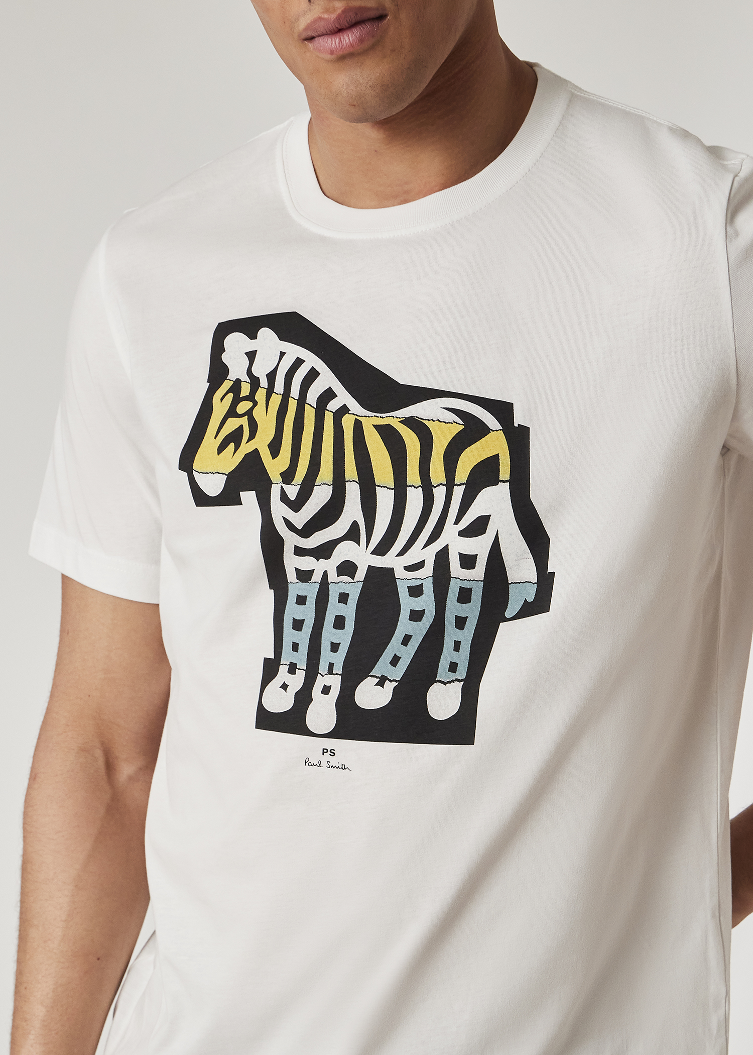 Tシャツ・カットソー PS BY PAUL SMITH Men T Shirts M2R 011R LP4249 WHITE Men's White 'PS Logo' T-Shirt