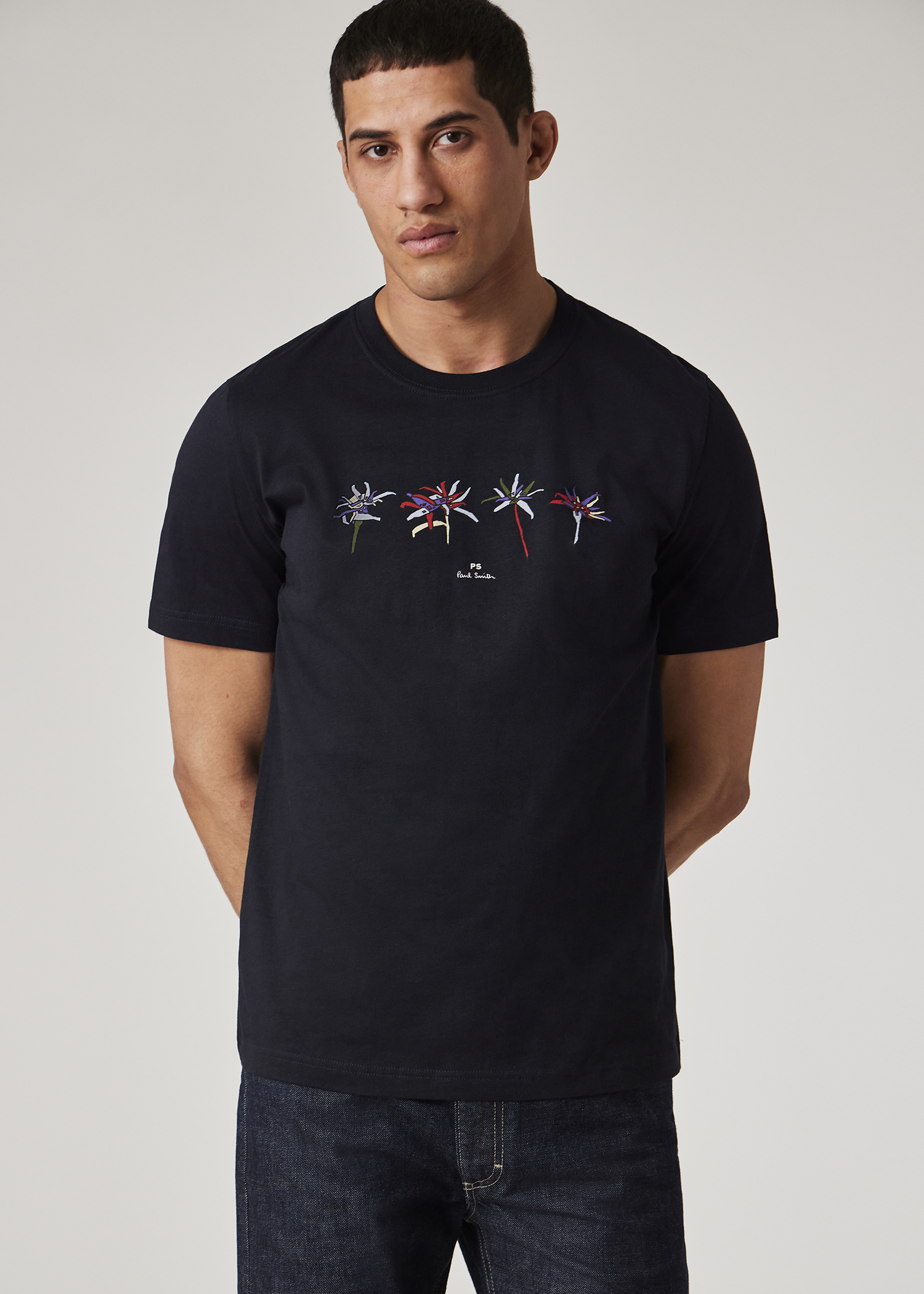 Men's Dark Navy 'Edelweiss' Print T-Shirt