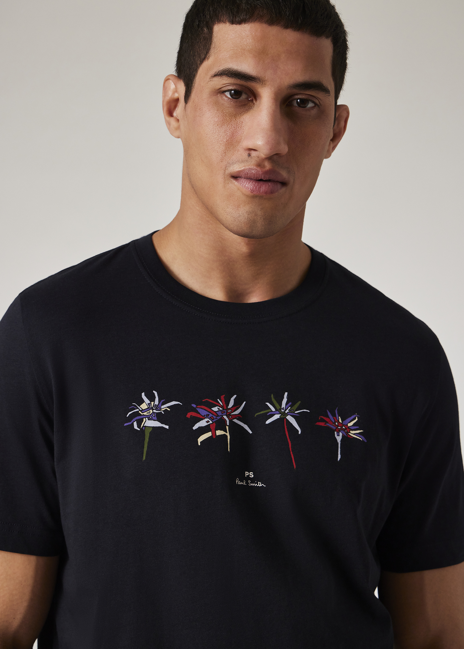 Men's Dark Navy 'Edelweiss' Print T-Shirt