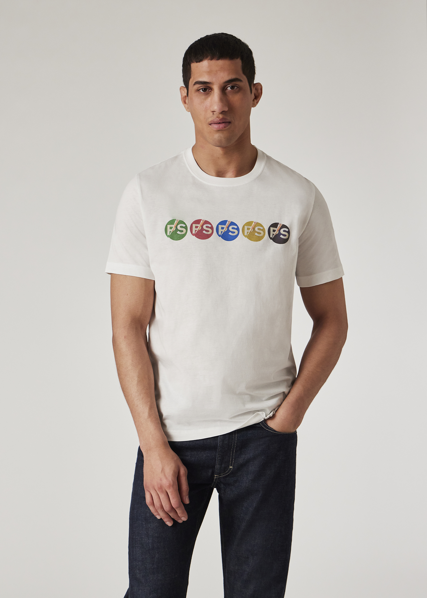【PORTERNA】Monck Circle T-shirt White 'PS Broken Circle' Print T-Shirt