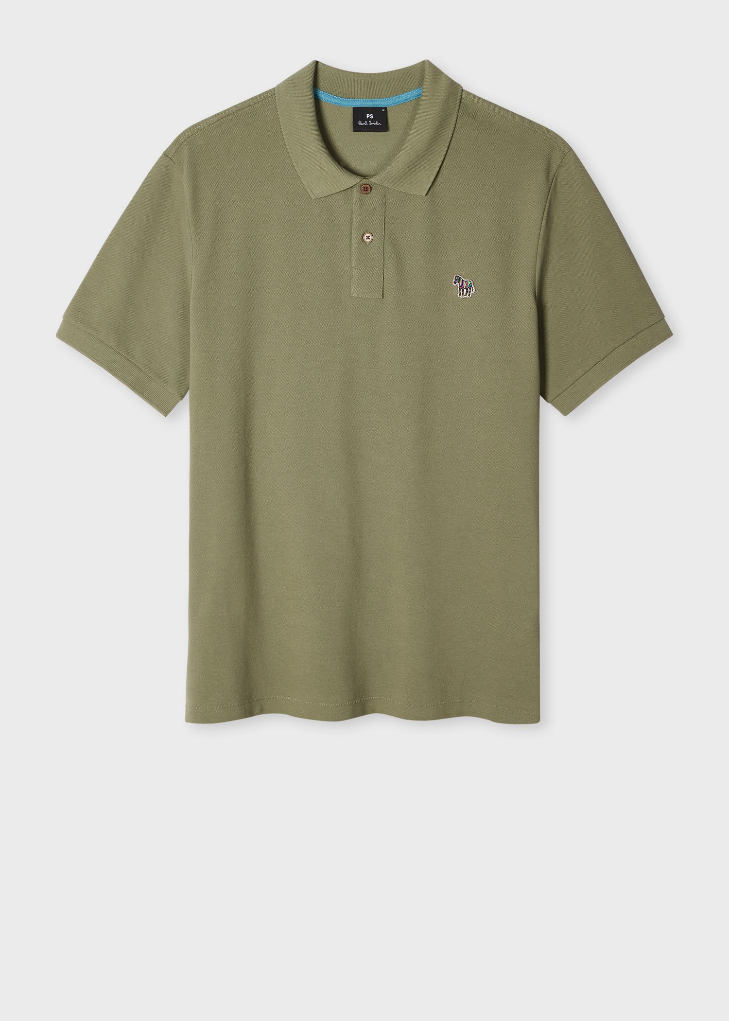 Tシャツ・カットソー Paul Smith COTTON POLO SHIRT WITH ZIPPER Men's Light Teal Organic Cotton Zebra Polo Shirt
