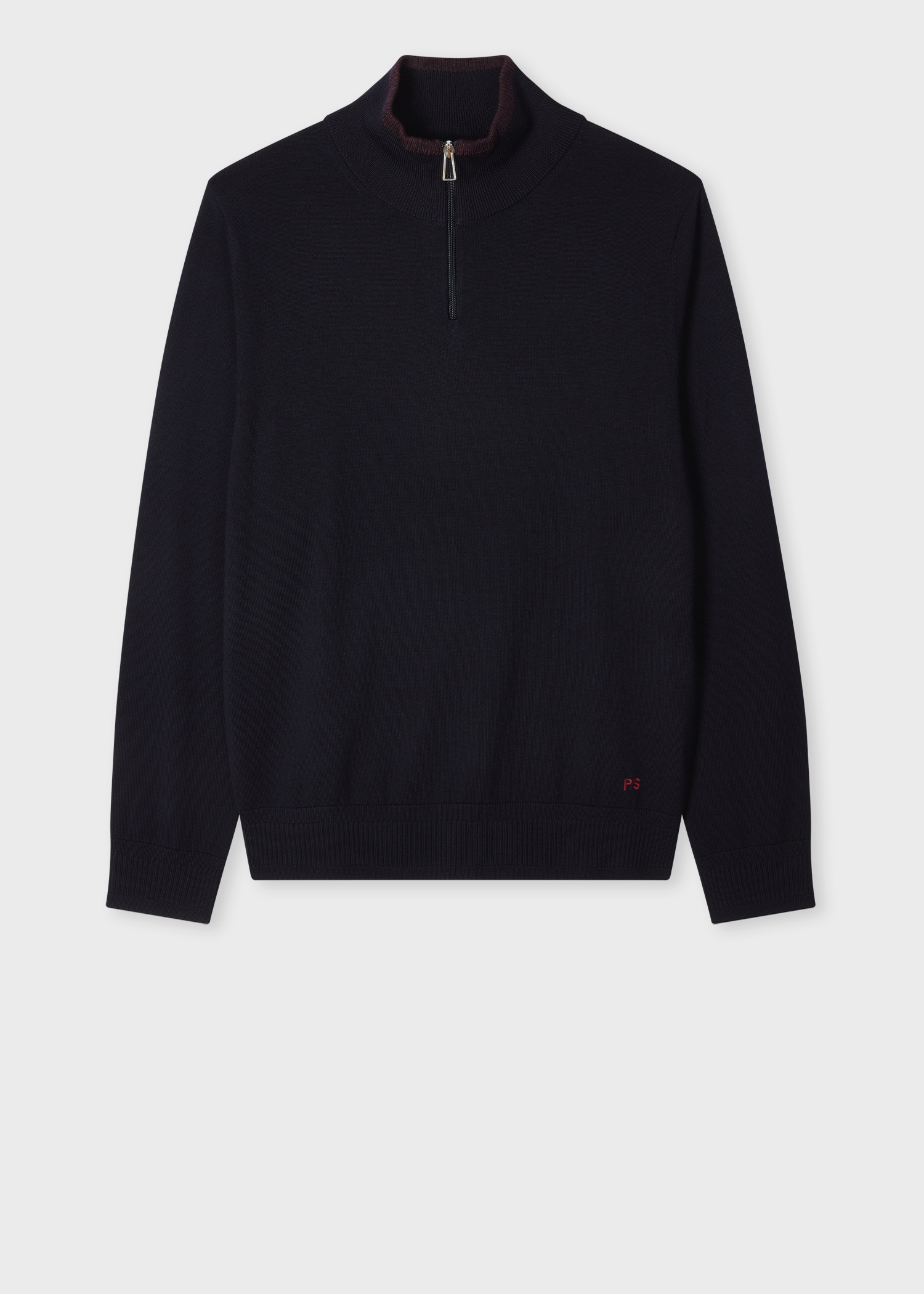 Navy Merino Wool Half Zip Sweater