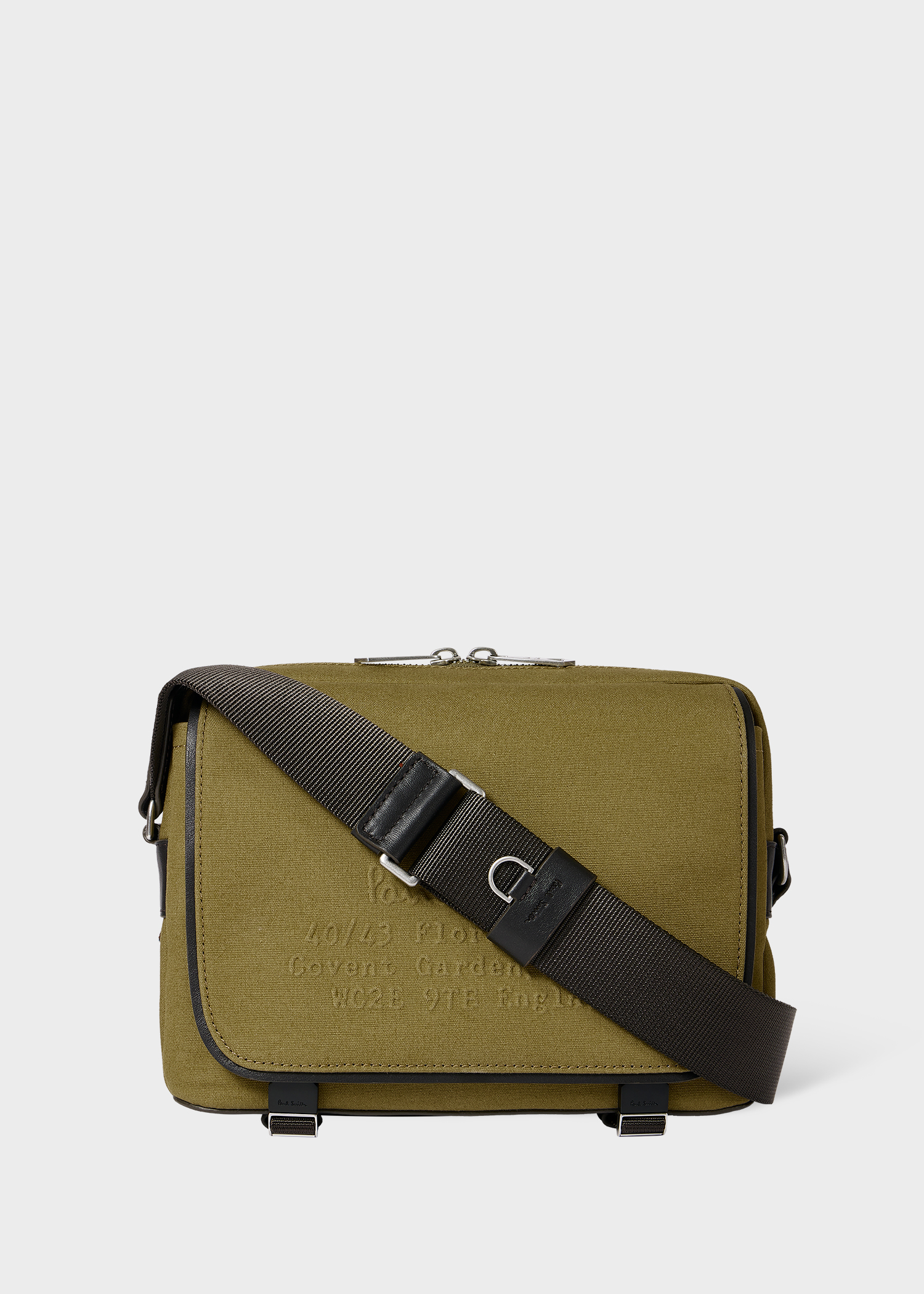 Men's Khaki 'Floral Street' Cotton Canvas Messenger Bag
