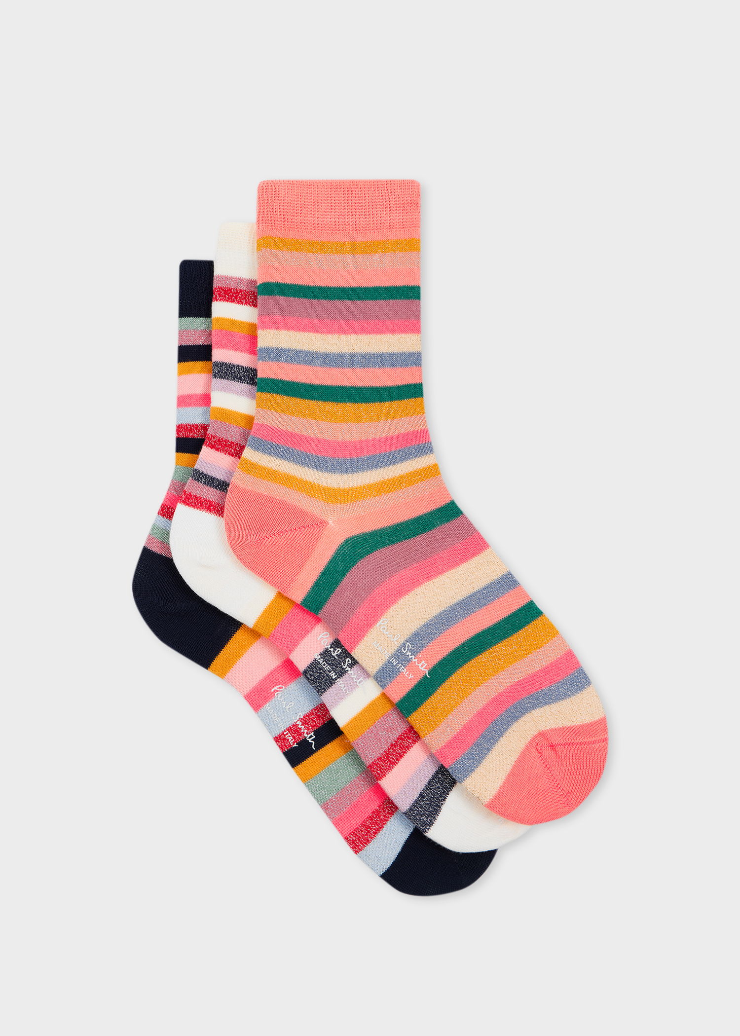 タイツ・ソックス PAUL SMITH Woman Socks Multicolor W1ASOCKP321 1A Women's Lurex 'Swirl Stripe' Socks Three Pack