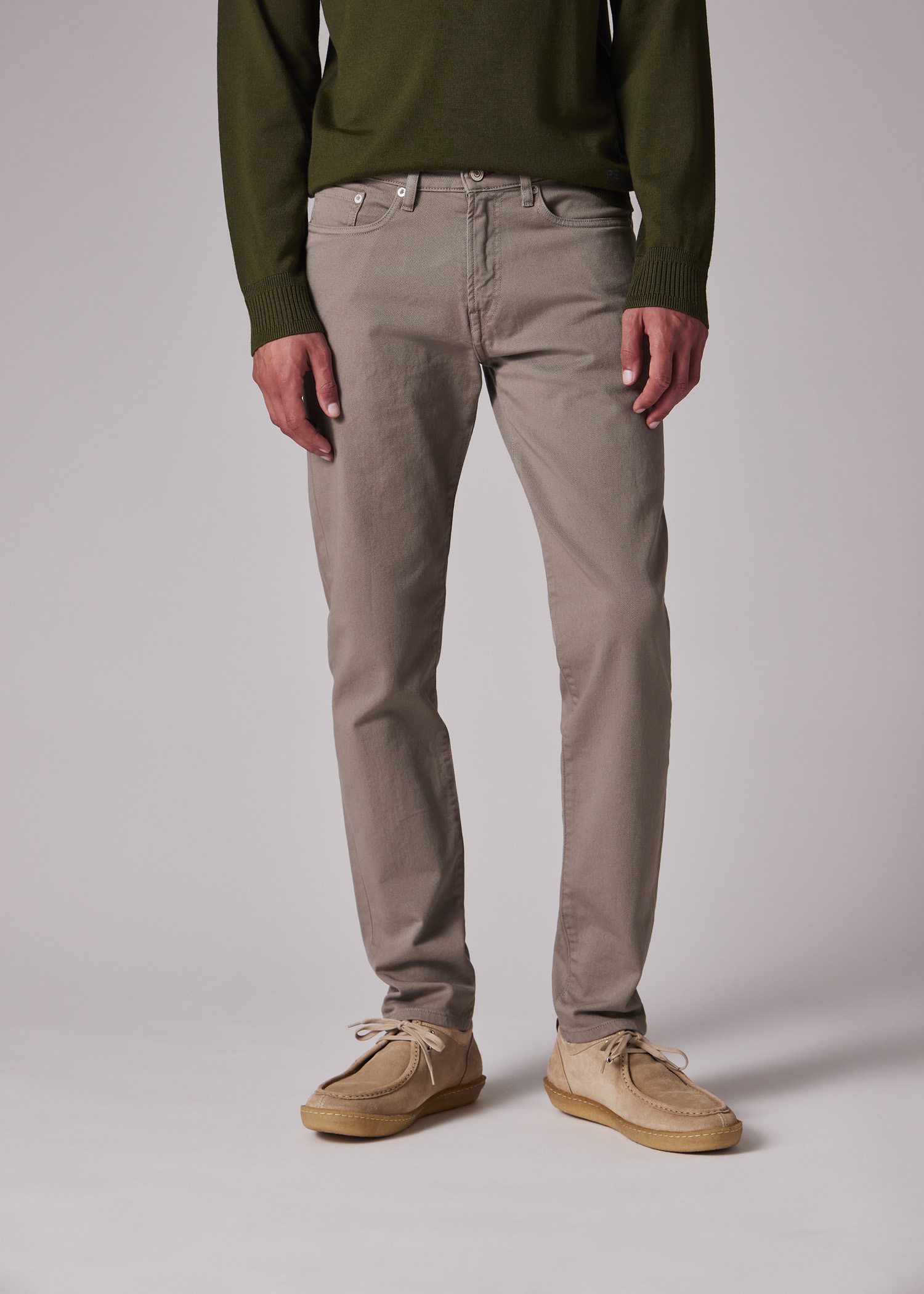 Men's Tapered-Fit Stone Grey Garment-Dyed Organic Cotton