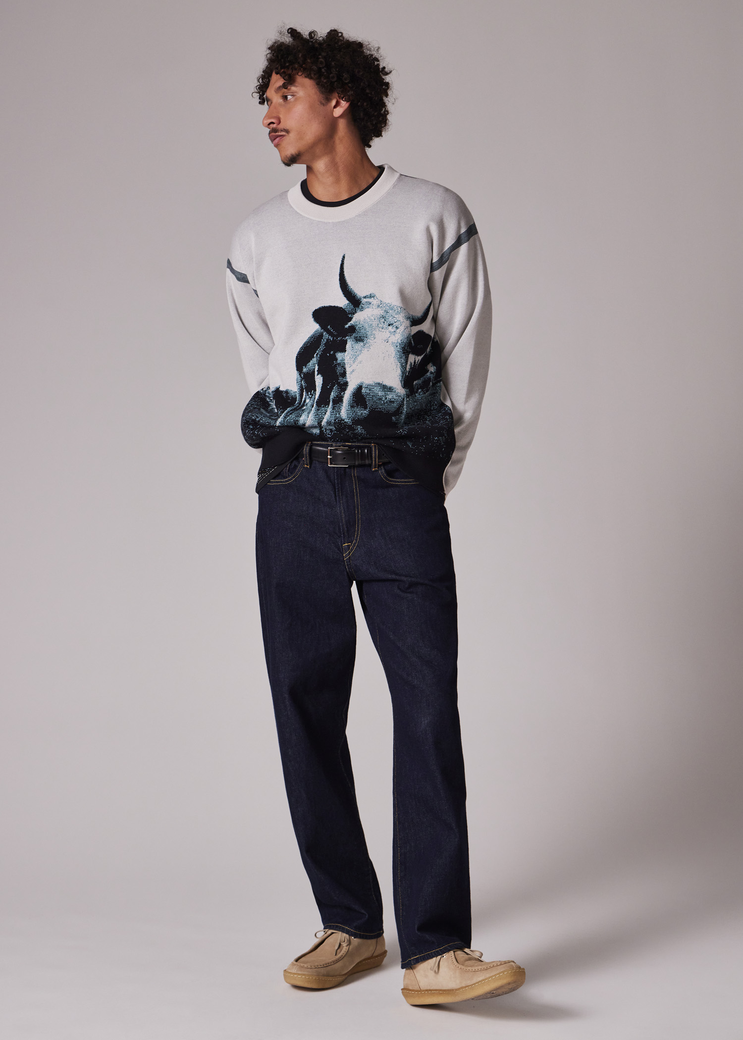 shu_m　　　　　　　　　　　　　　　　　【極厚革】Ｐａｕｌ Ｓｍｉｔｈ Men's 'Cow' Jacquard Cotton Sweater