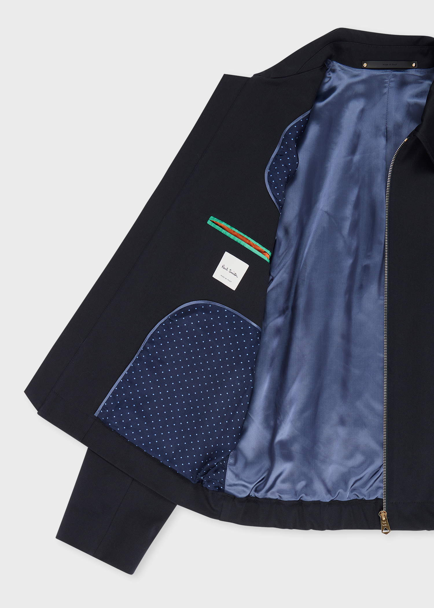 Men's Navy Stretch Cotton-Twill Short Zip Jacket