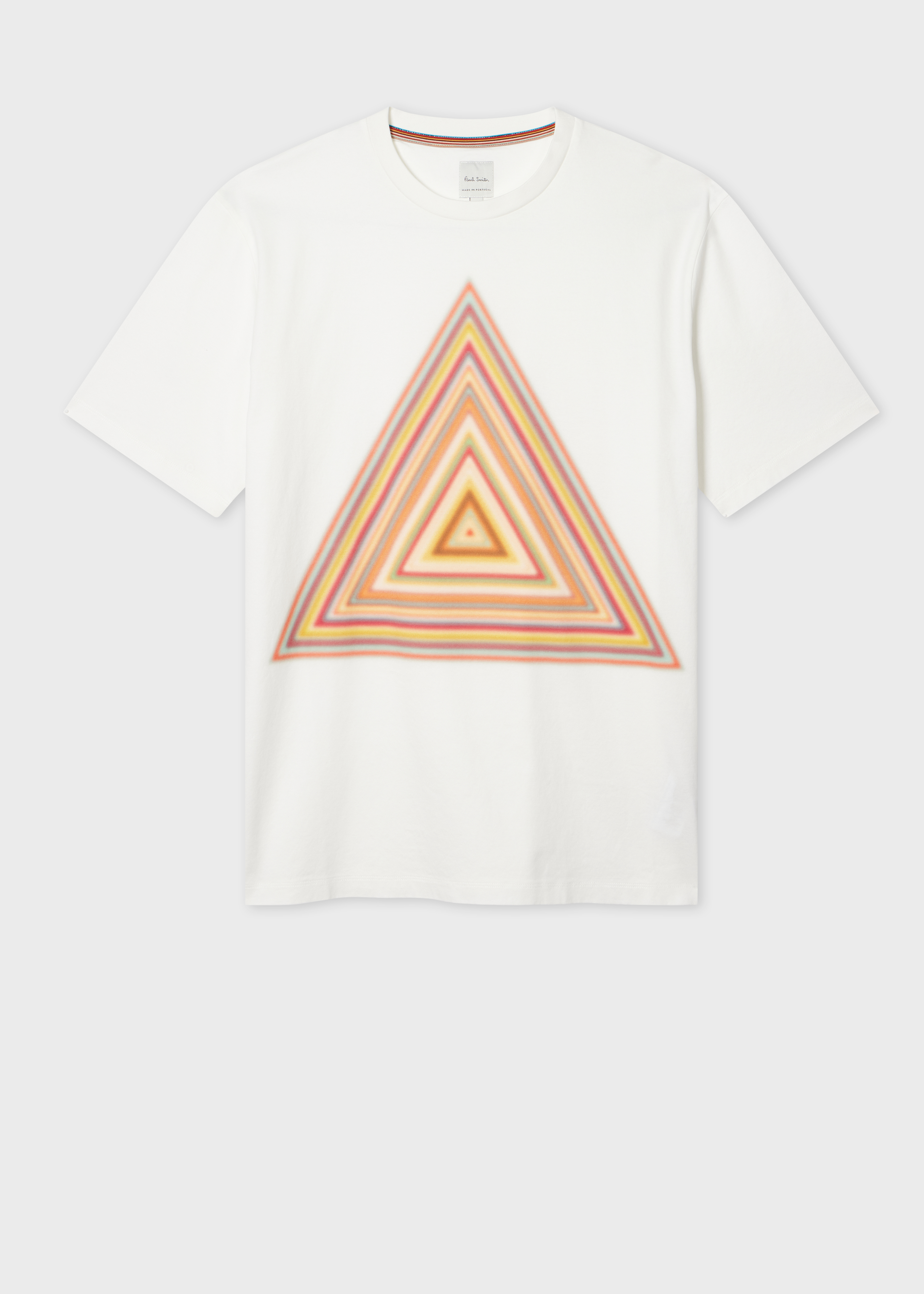 White 'Signature Stripe Triangle' Print T-Shirt