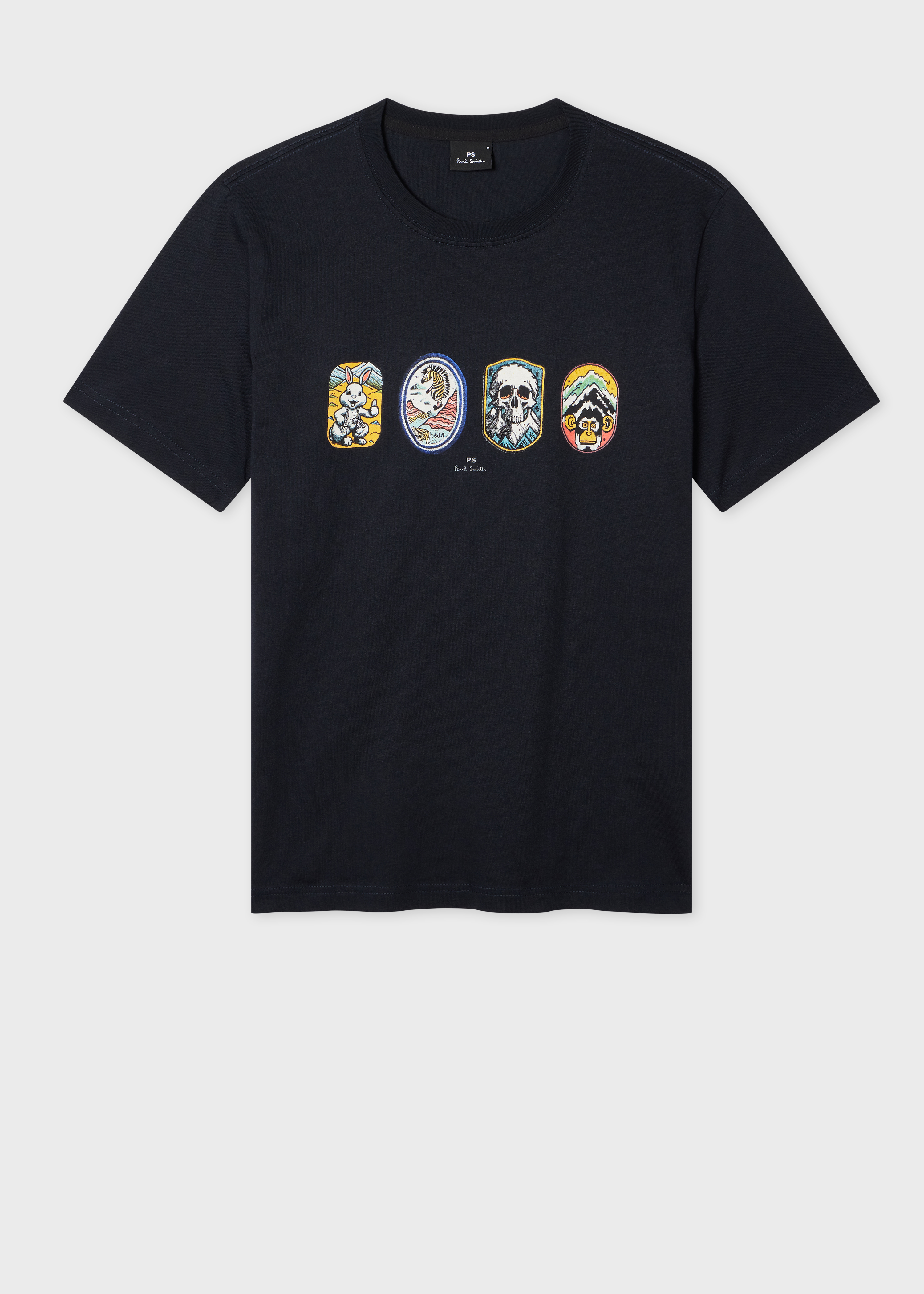 Men's Regular-Fit Navy 'Badges' T-Shirt