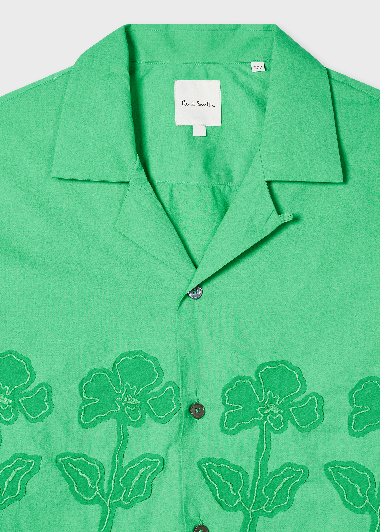 Trys様　Paul Smith Collection Angola100% Men's Green Cotton Applique Short-Sleeve Shirt