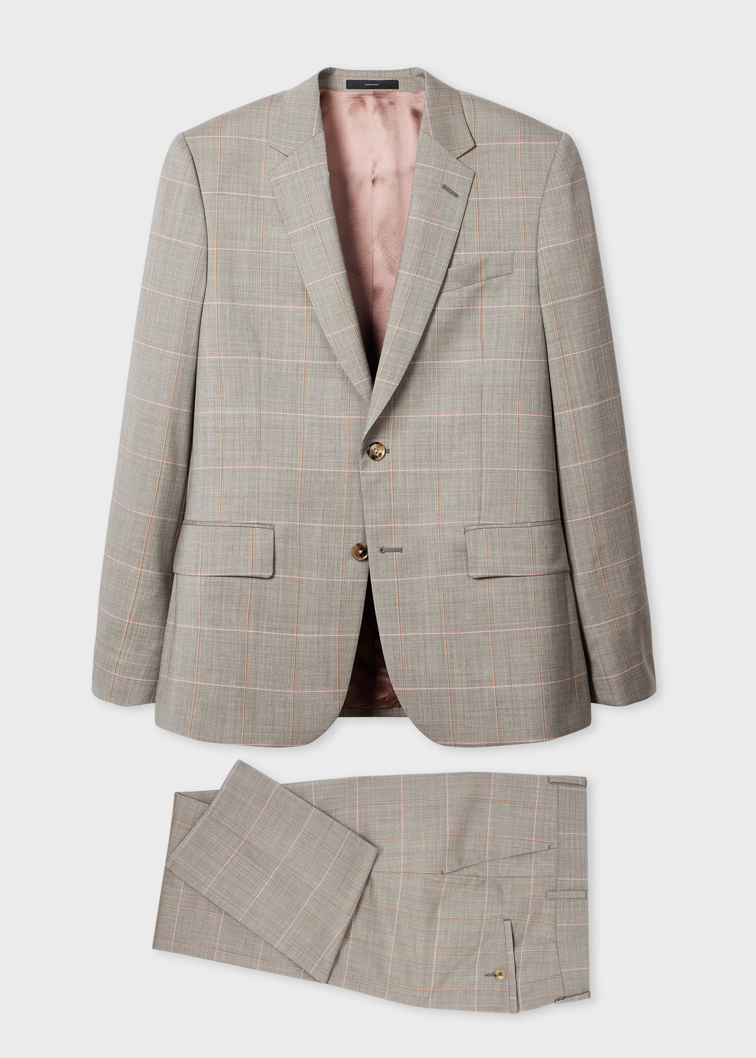 Men's Charcoal Grey Windowpane Wool Suit by Statement Suits main image 1