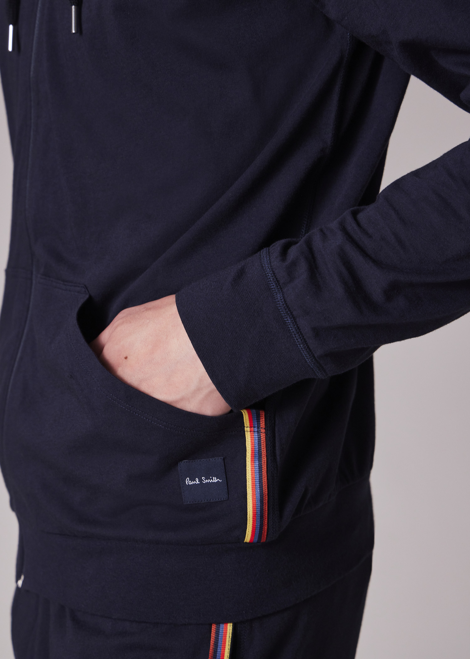 Men's Navy Jersey Cotton Zip Lounge Hoodie