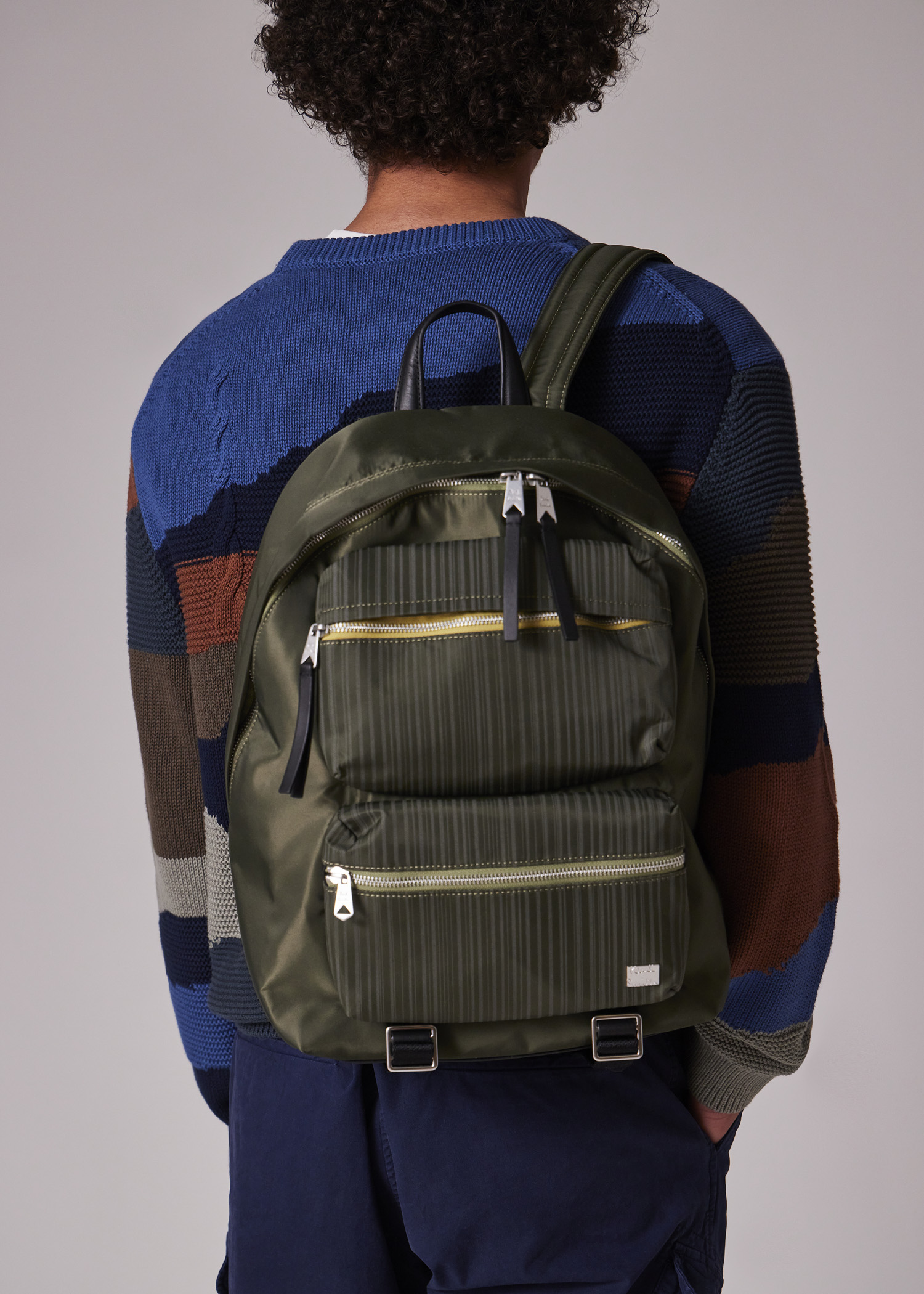 Green 'Laser Stripe' Recycled Nylon Backpack