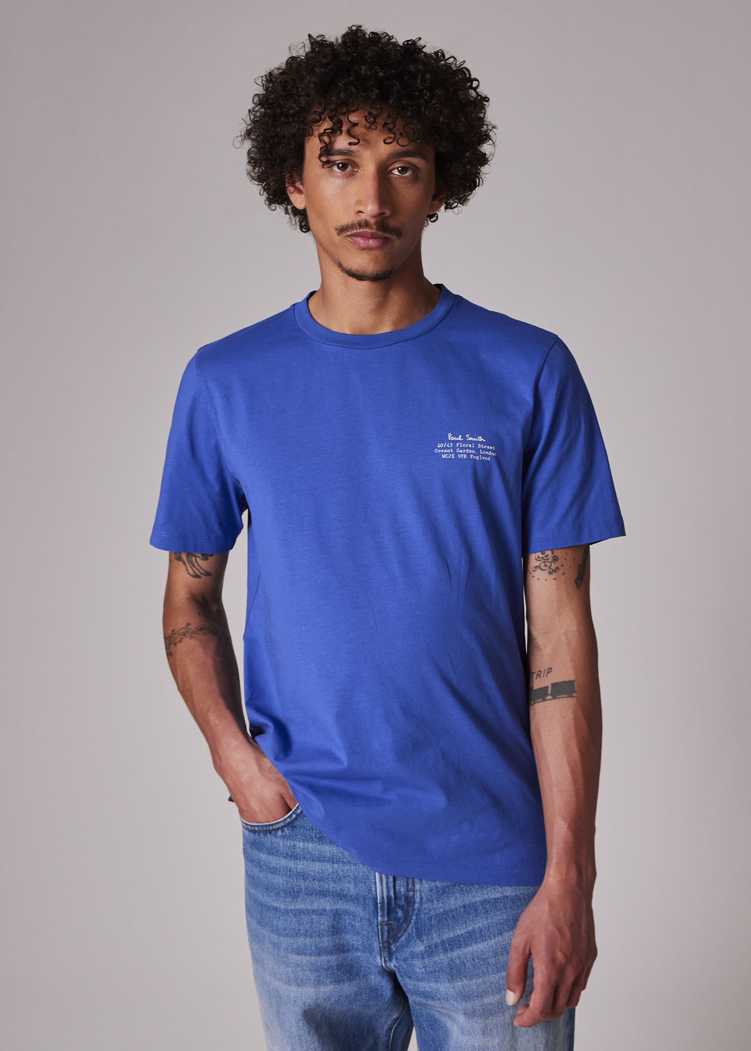 Tシャツ・カットソー PAUL SMITH Men T-shirt Blue M1R697PMP4274 49 Paul Smithアウトレット：Tシャツ メンズ Ps - ブルー | GIGLIO