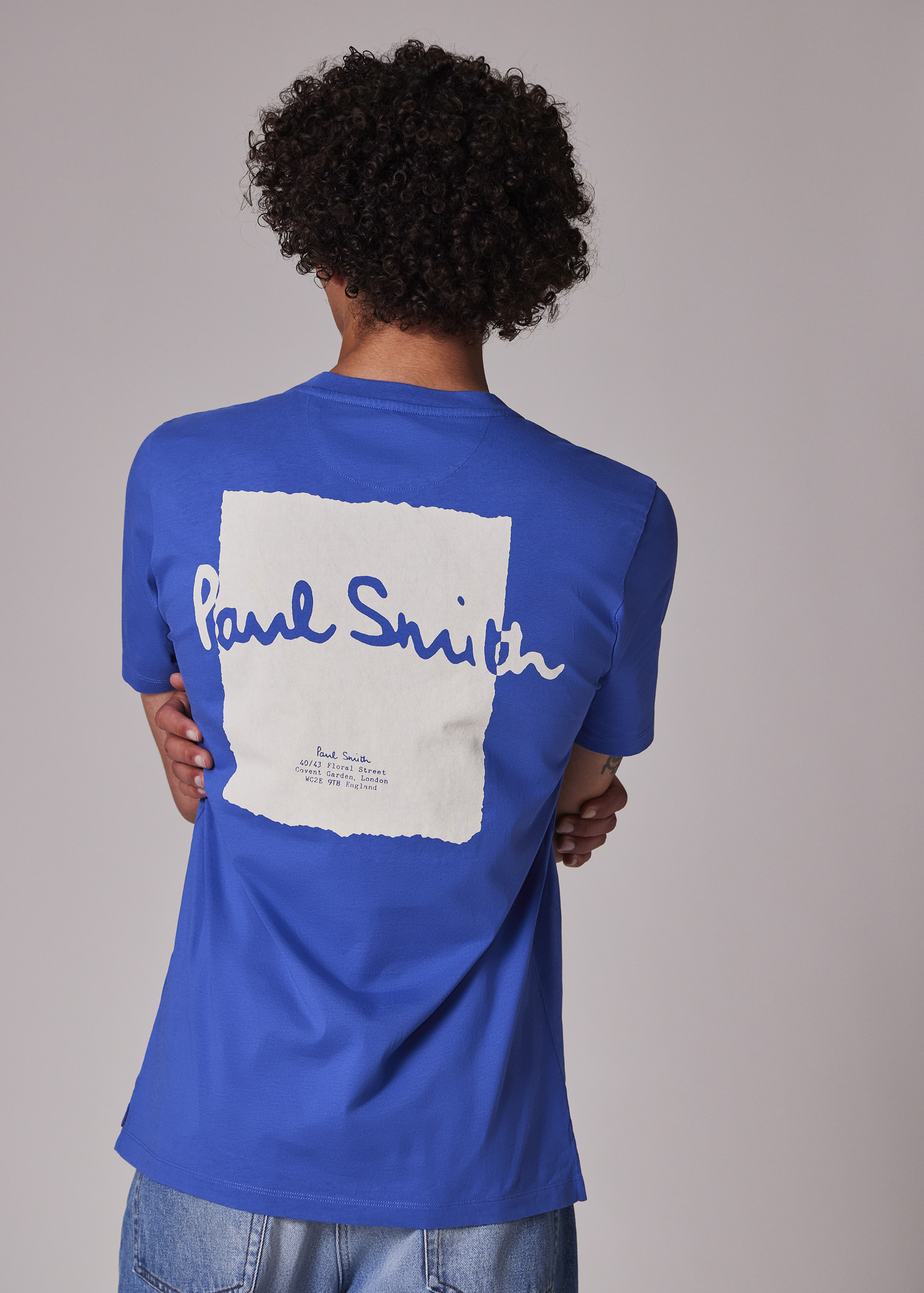 Tシャツ・カットソー PAUL SMITH Men T-shirt Blue M1R697PPP4890 49 Men's Cobalt Blue Signature Logo Print T-Shirt