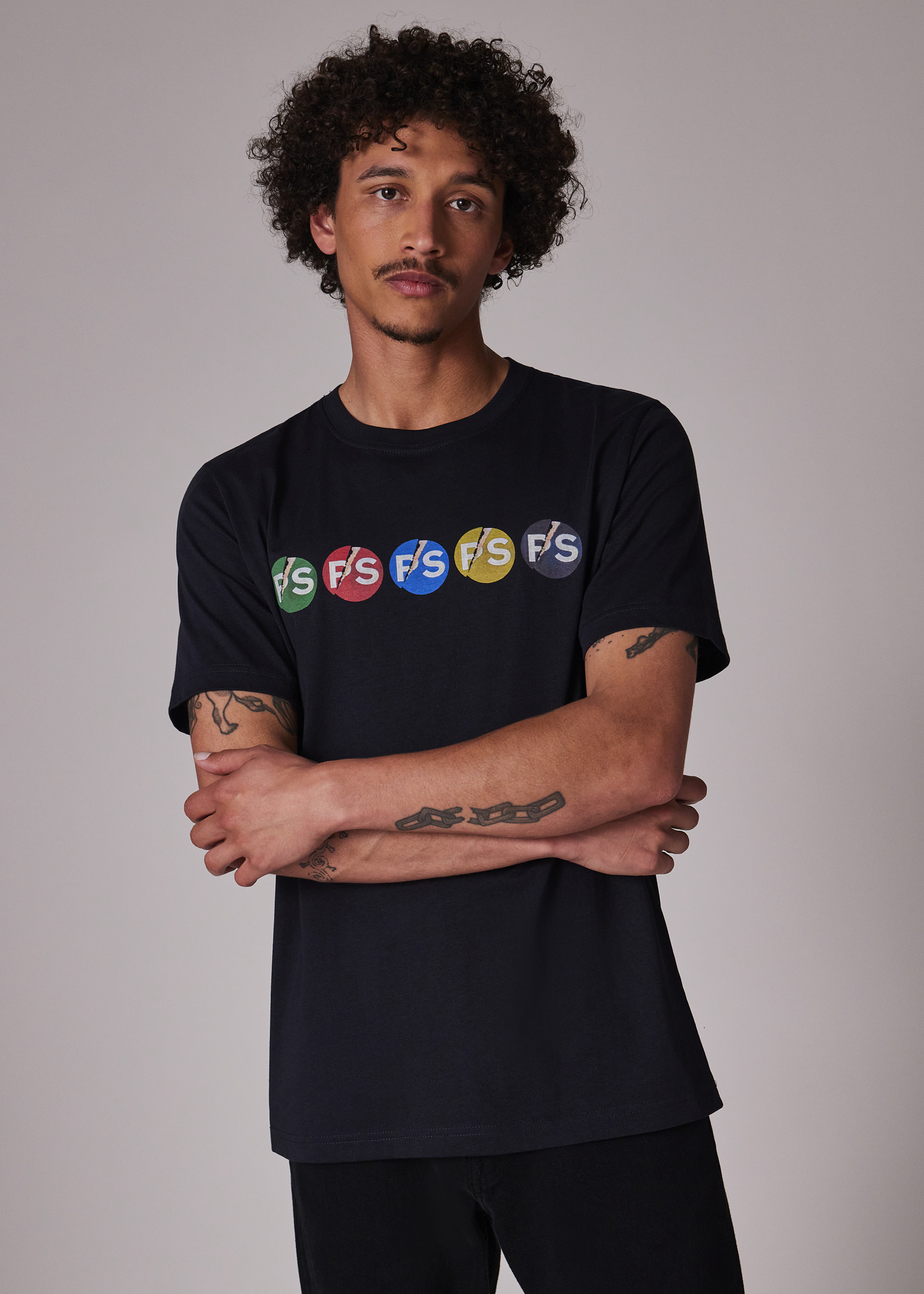 White 'PS Broken Circle' Print T-Shirt