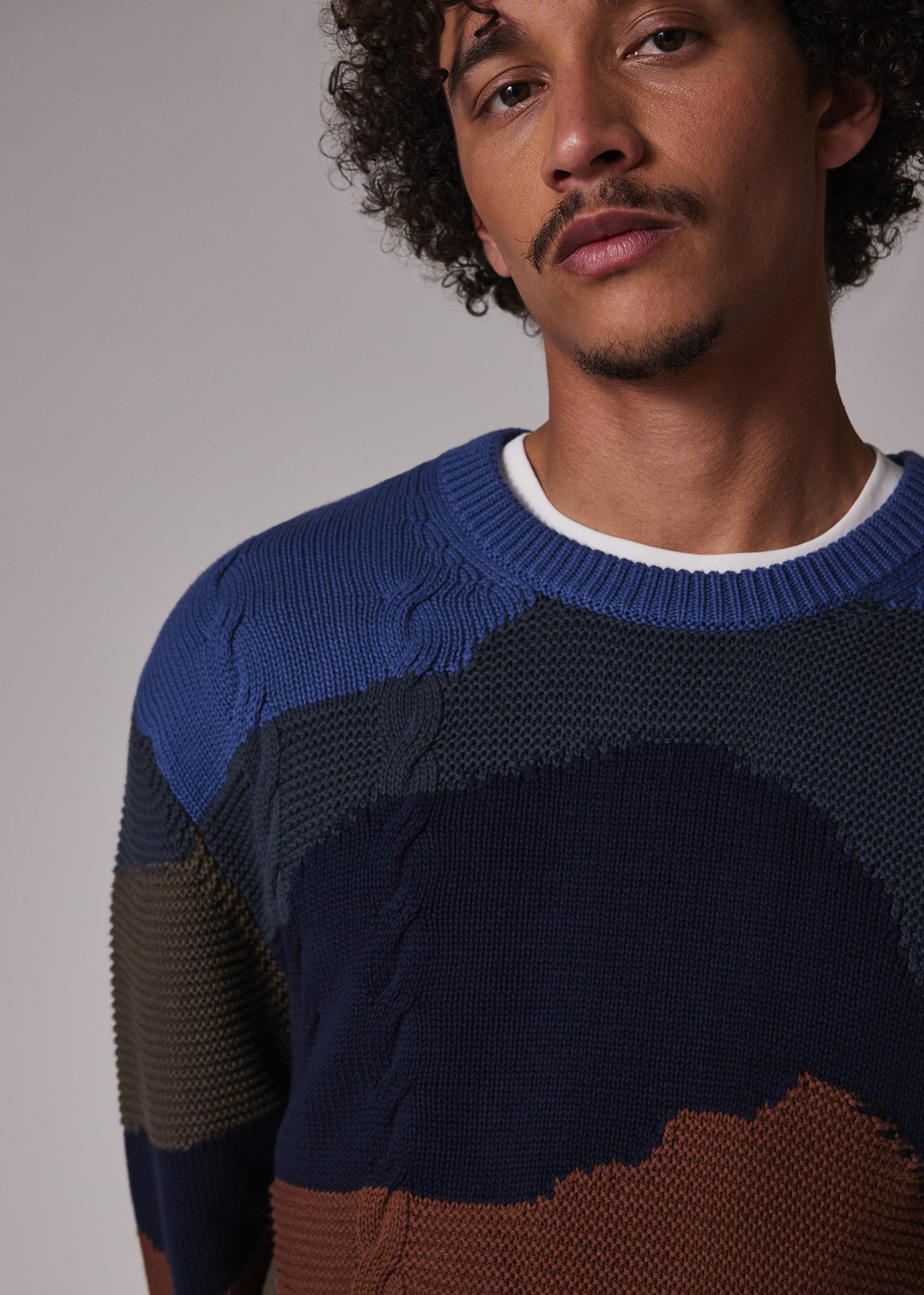 Men's 'Mountains' Intarsia Cotton Sweater