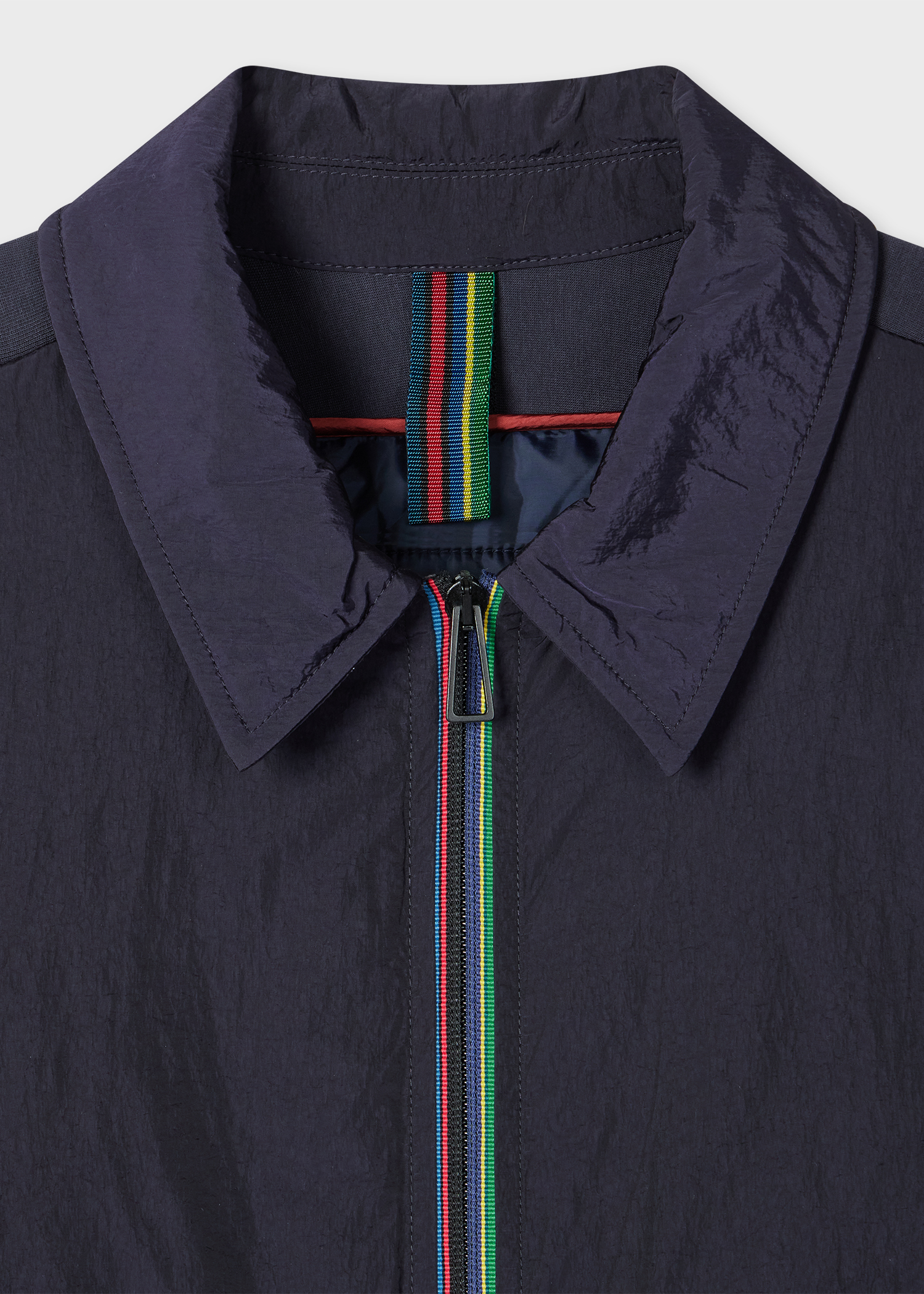 Men's Navy Recycled-Nylon Mixed Media Short Jacket