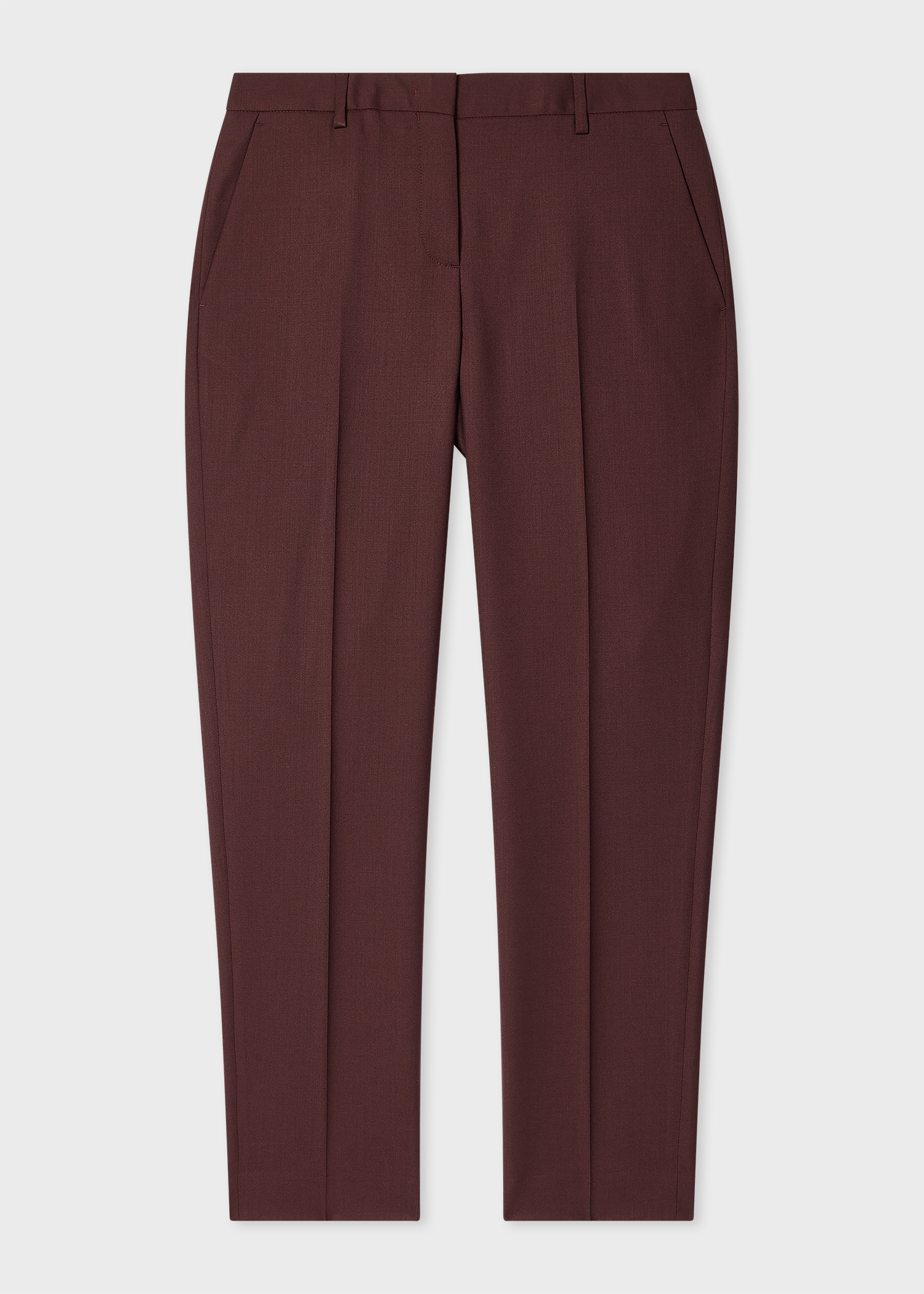 A Suit To Travel In - Women's Burgundy Slim-Fit Wool Trousers