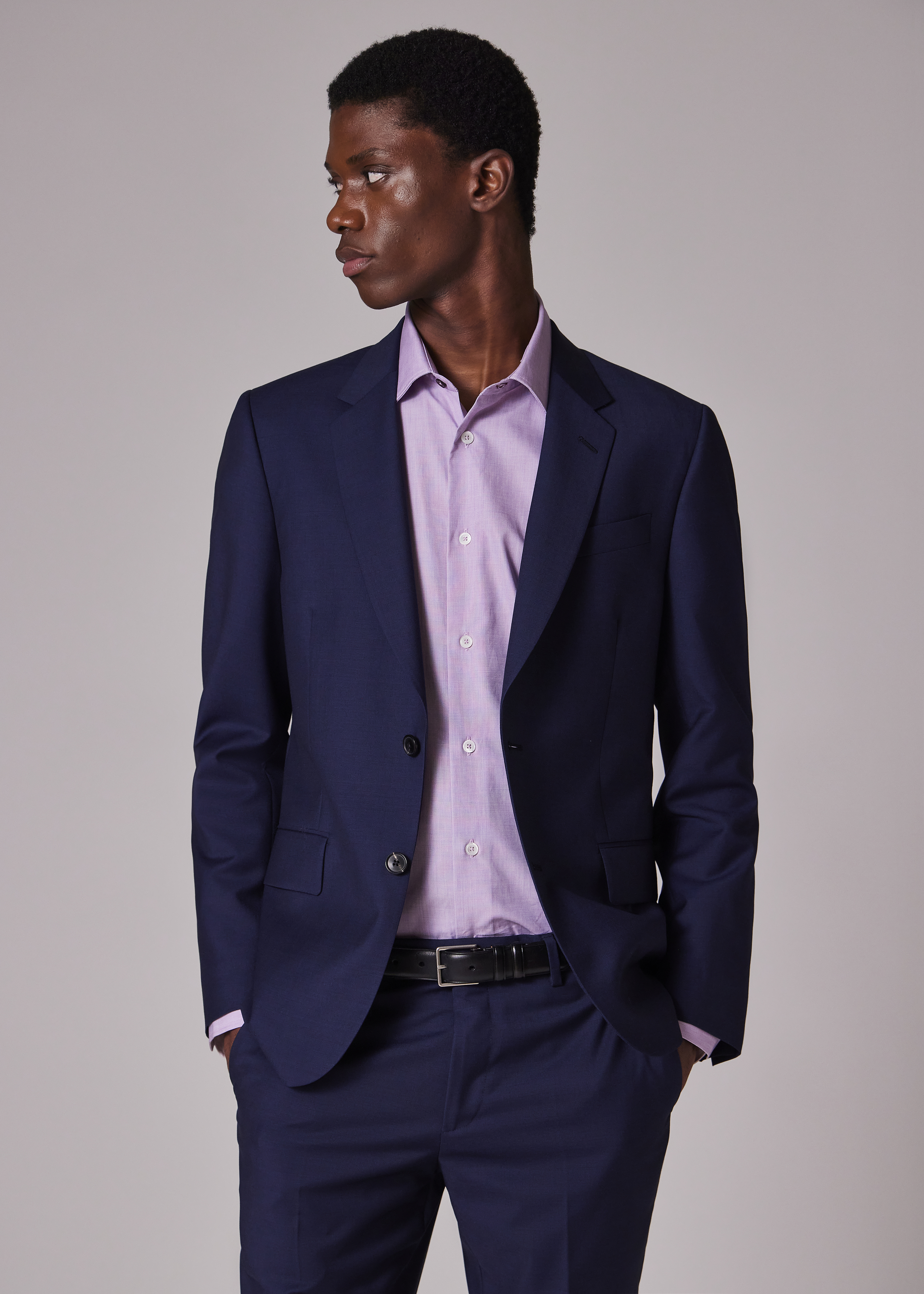 Men's Tailored-Fit Navy Tropical Wool Suit