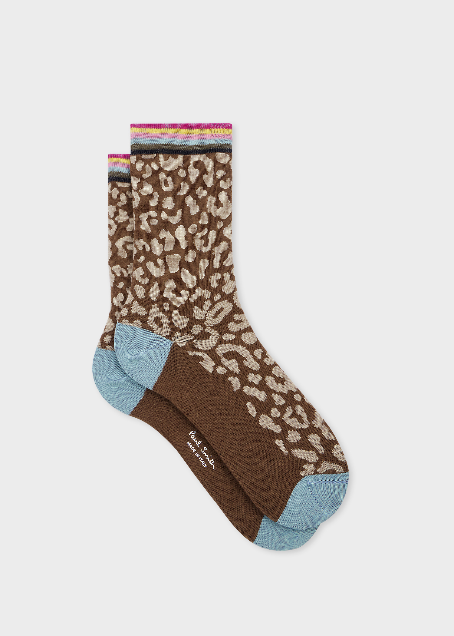 Women's Grey 'Leopard' Colour Block Socks
