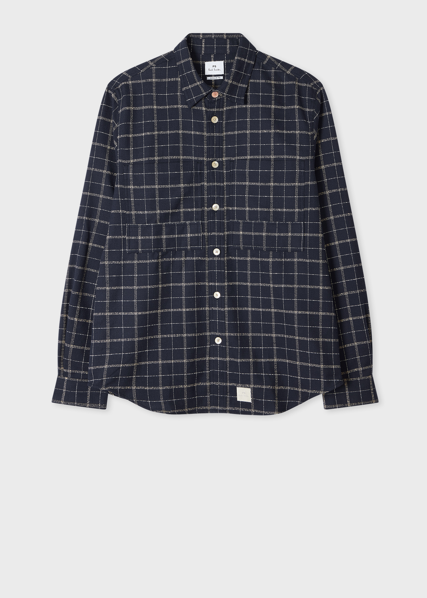 Tシャツ・カットソー Paul Smith FW24 MENS QUILTED OVERSHIRT (M2R 110Z N22218 27) Men's Regular-Fit Navy Cotton Crepe Check Overshirt