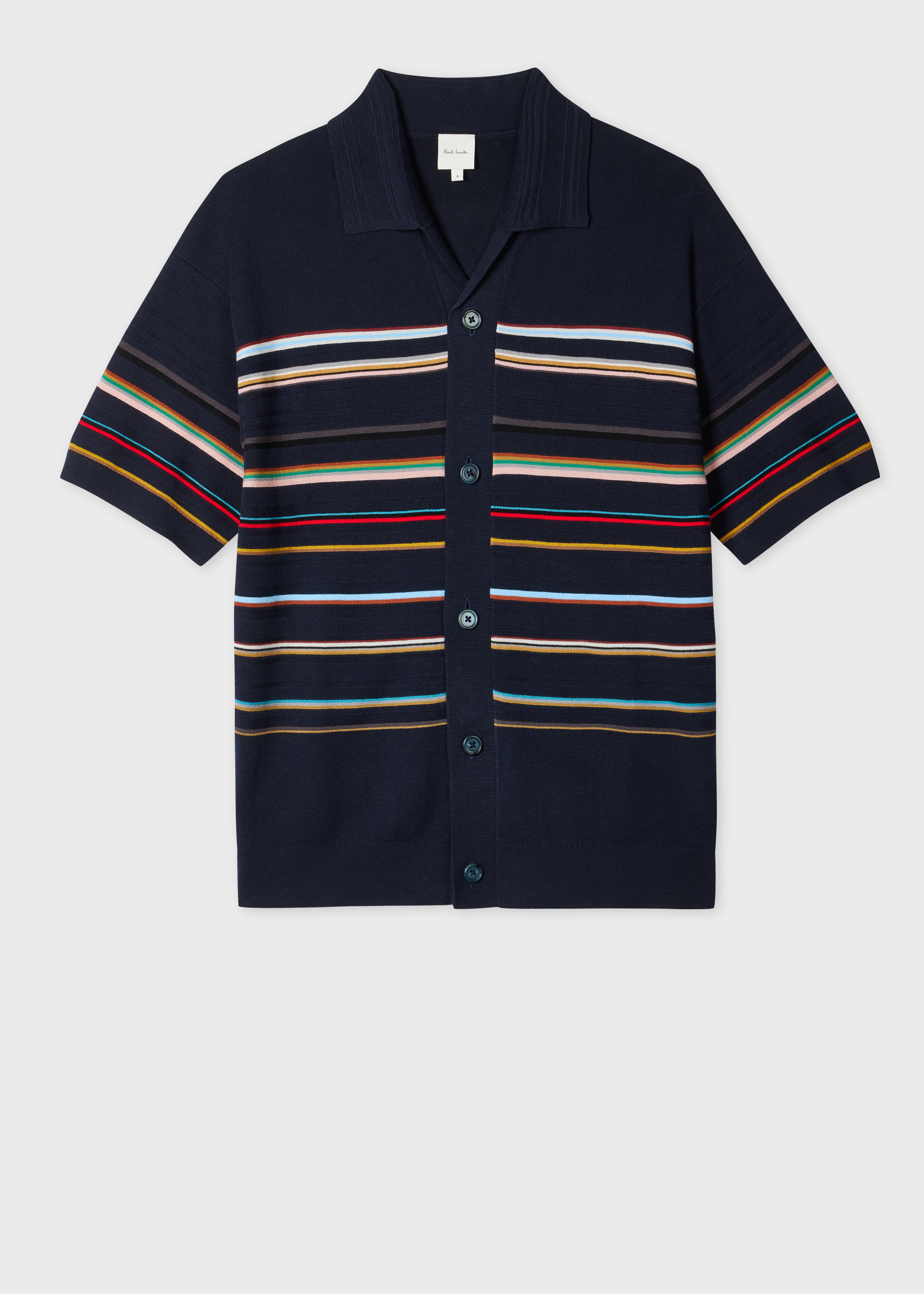 Tシャツ・カットソー Paul Smith SS25 POLO IN COTONE (M1R 698PP L00086 01) White Cotton 'Artist Stripe' Placket Polo Shirt