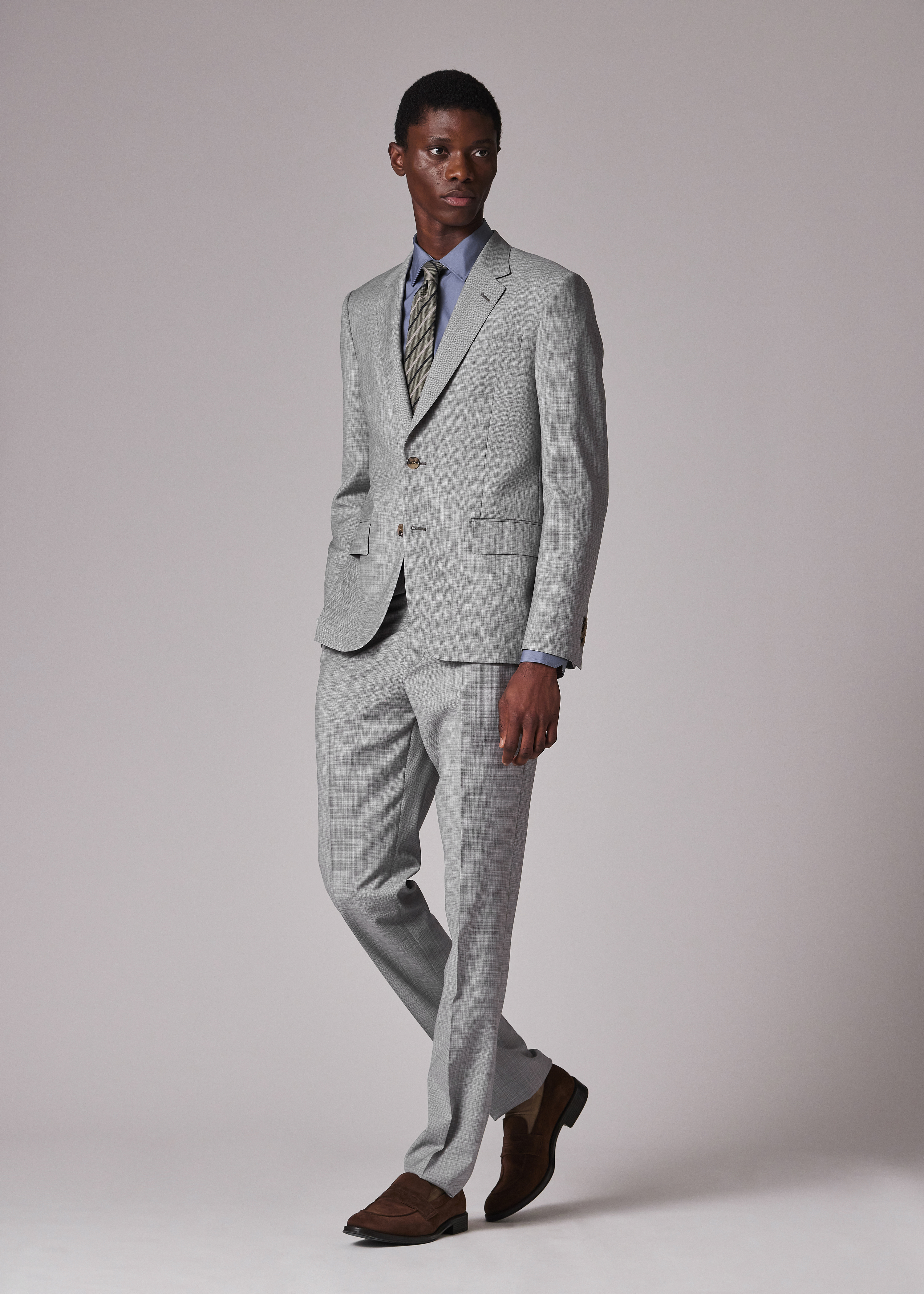 The Soho - Tailored-Fit Grey Check Wool Suit