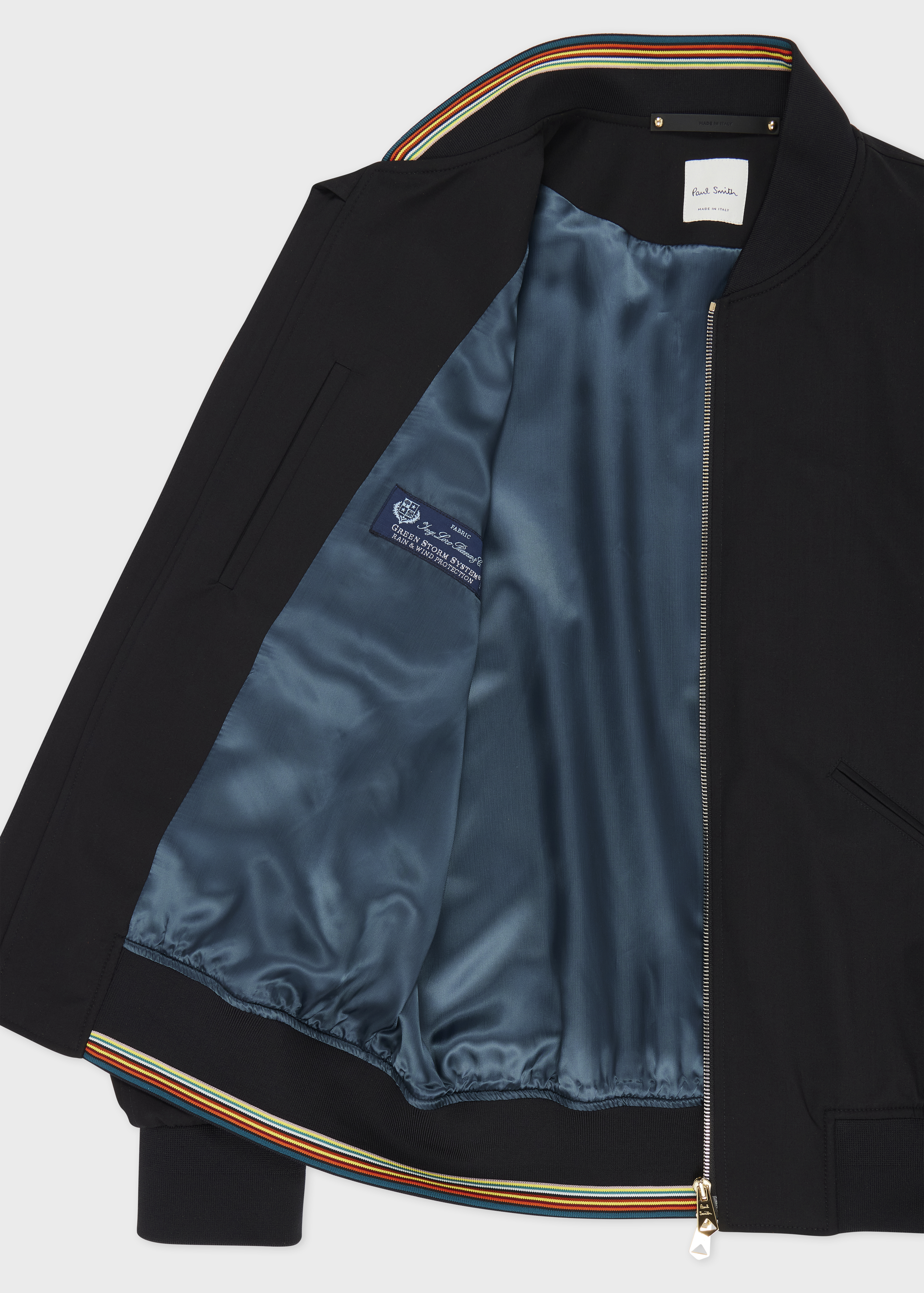 【Loro piana】Paul Smith Collection jacket Men's Dark Navy 'Storm System' Wool Bomber