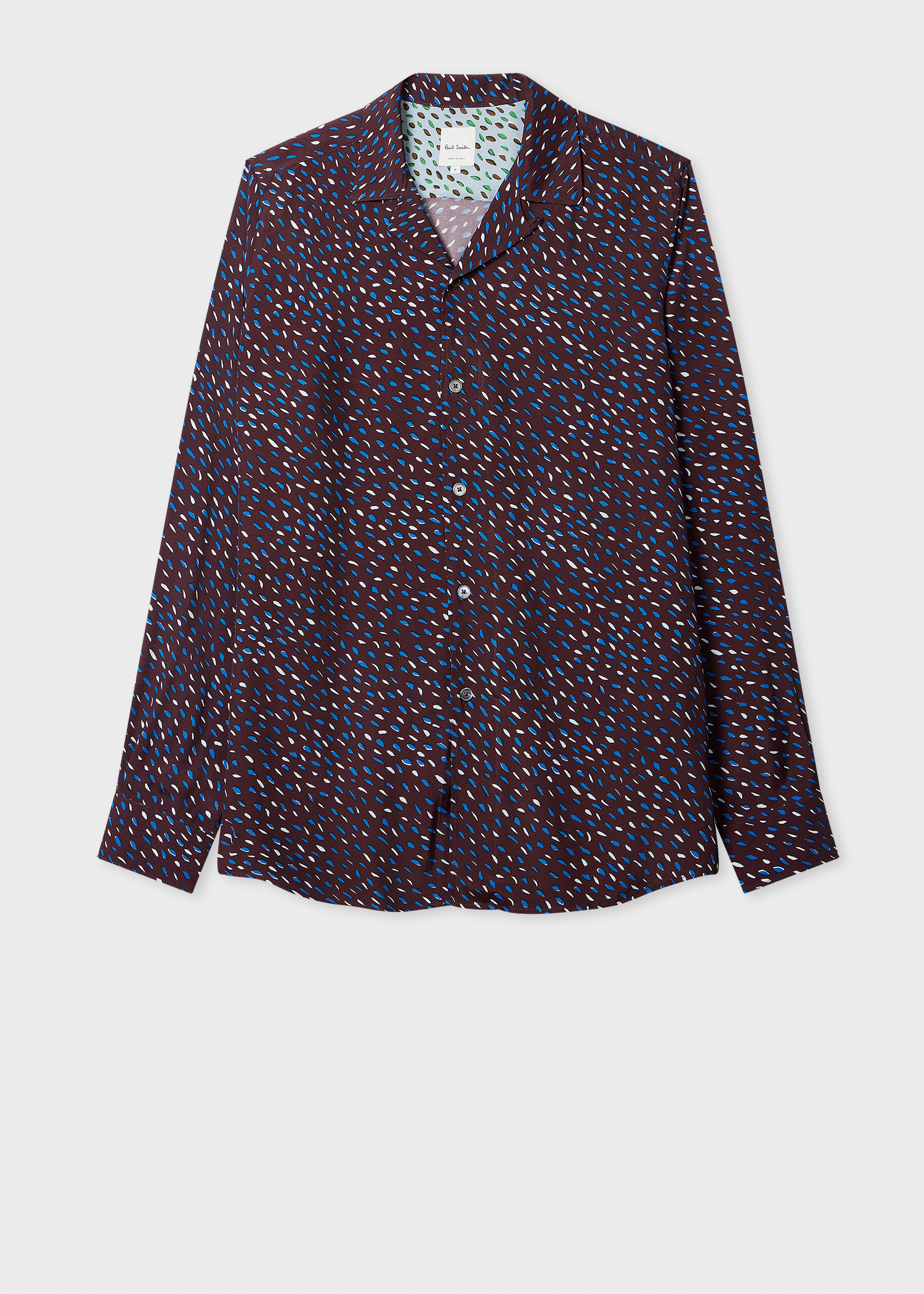 Burgundy 'Screen Dance' Print Viscose Shirt