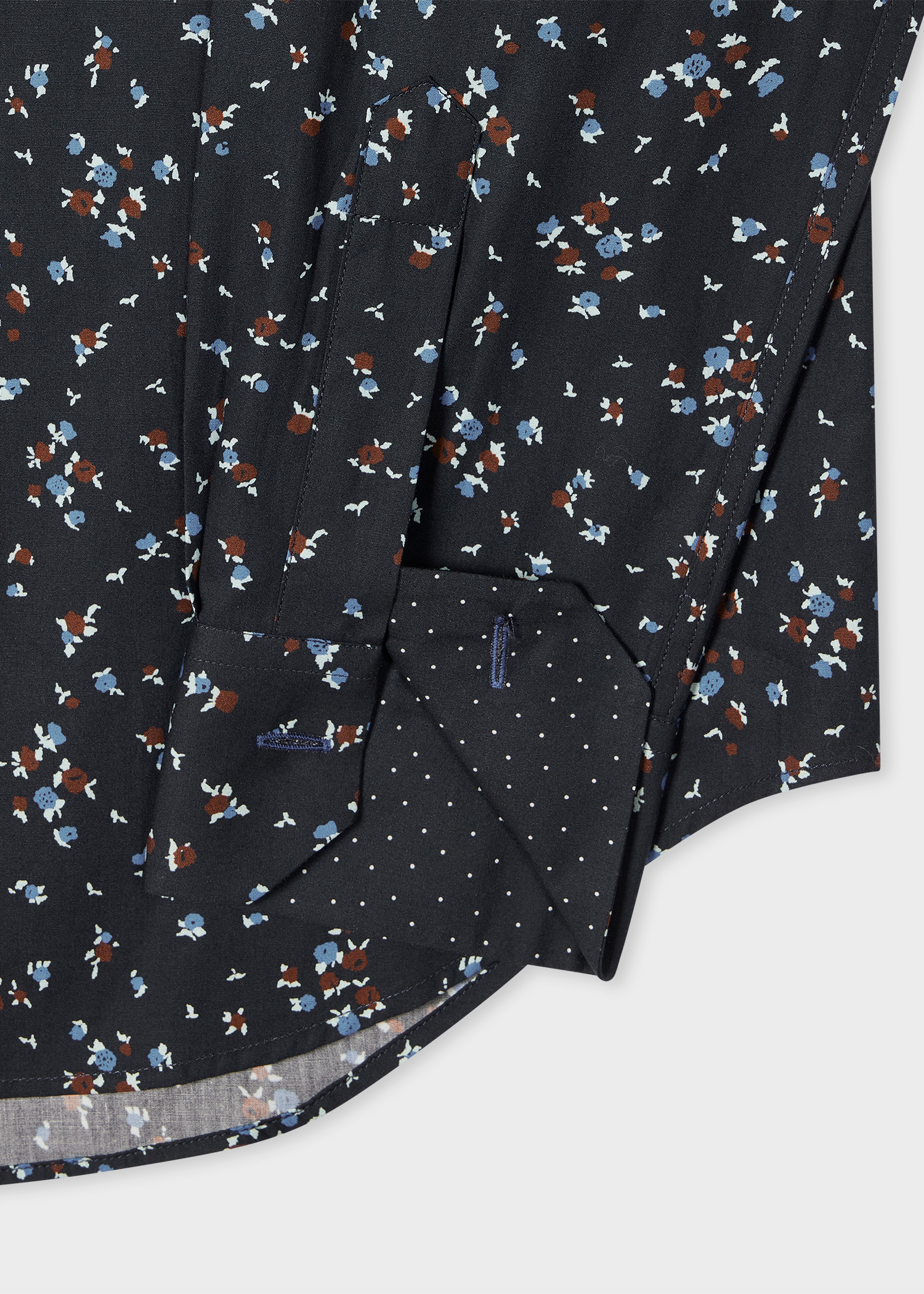 Tailored-Fit Navy Ditsy Floral Cotton Shirt