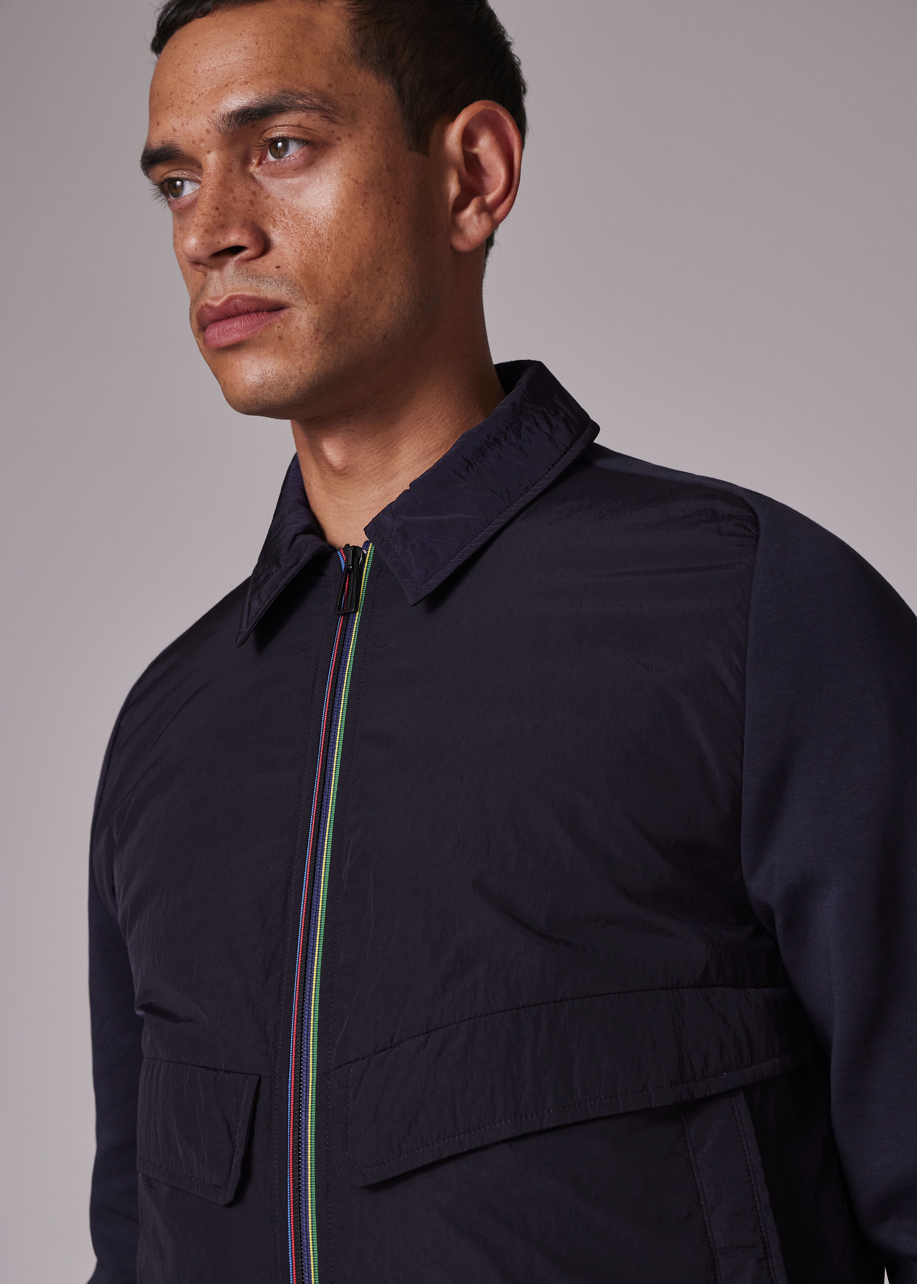 PS Paul Smith Cobalt Blue Recycled-Nylon Zip Shirt Jacket