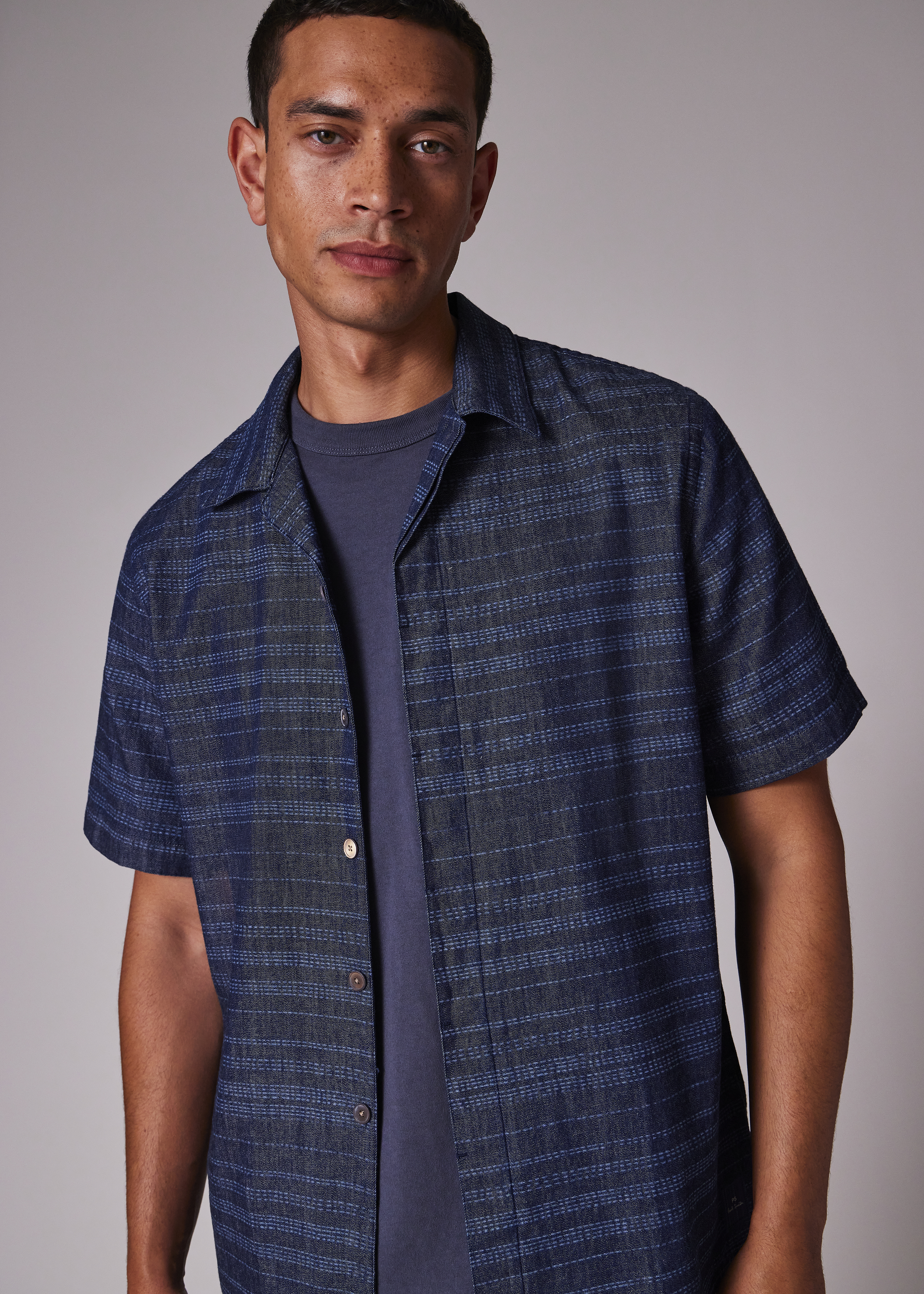 Casual-Fit Denim Wash 'Laser Etch' Shirt