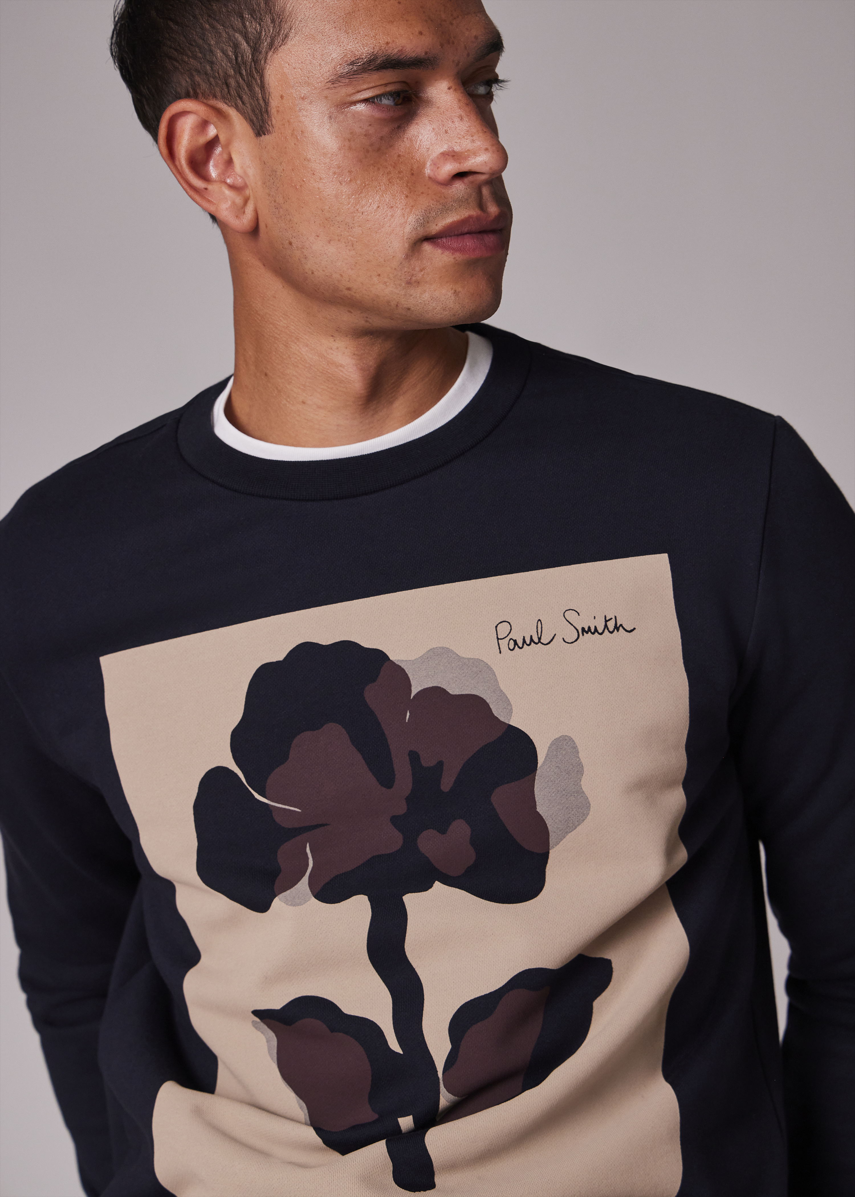 Paul Smith White 'Moonlight Flower' Print Cotton Shirt