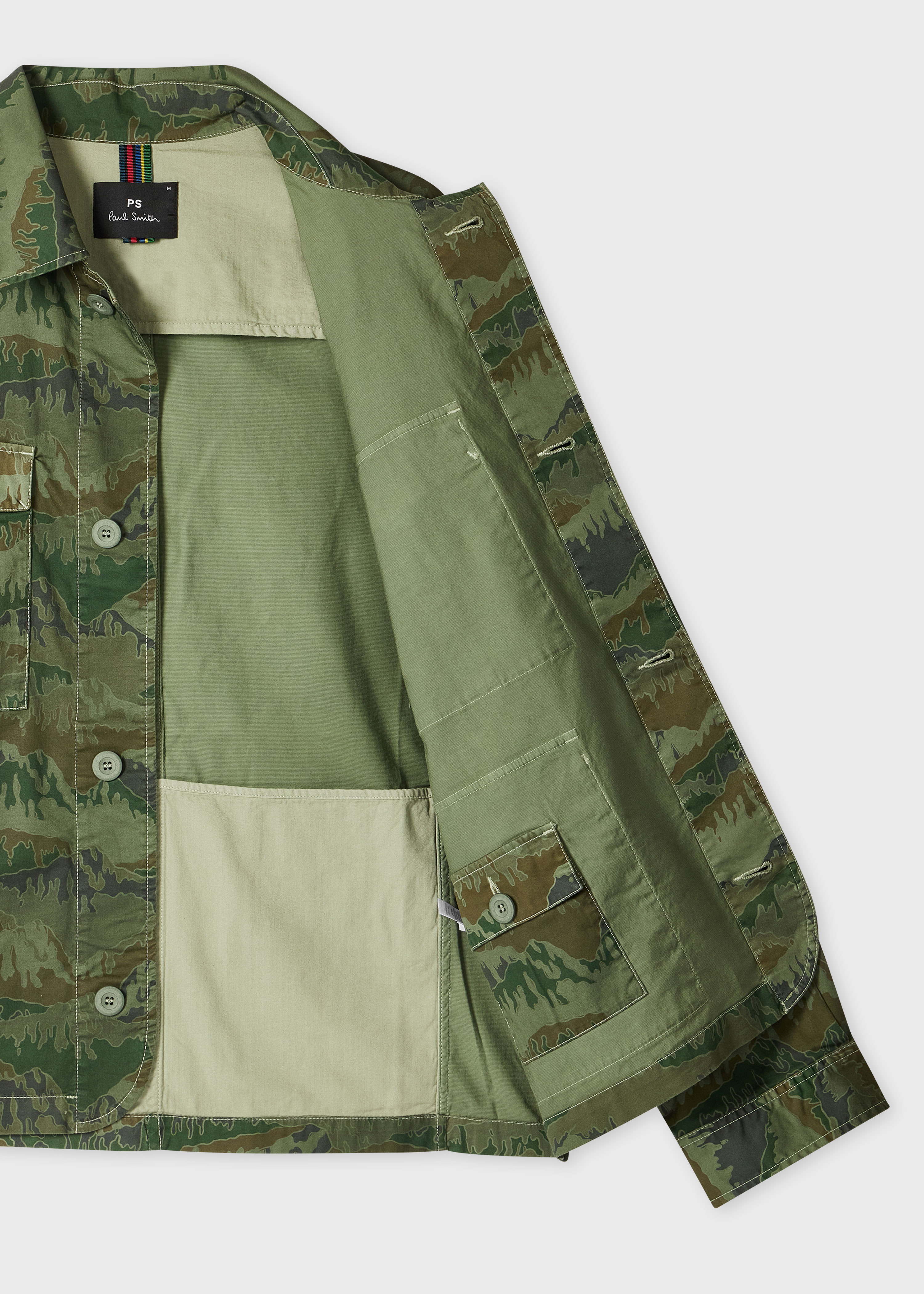 Paul Smith◎KOI HAWAIIAN MILITARY JACKET Men's Navy Garment-Dye Cotton-Linen Field Jacket