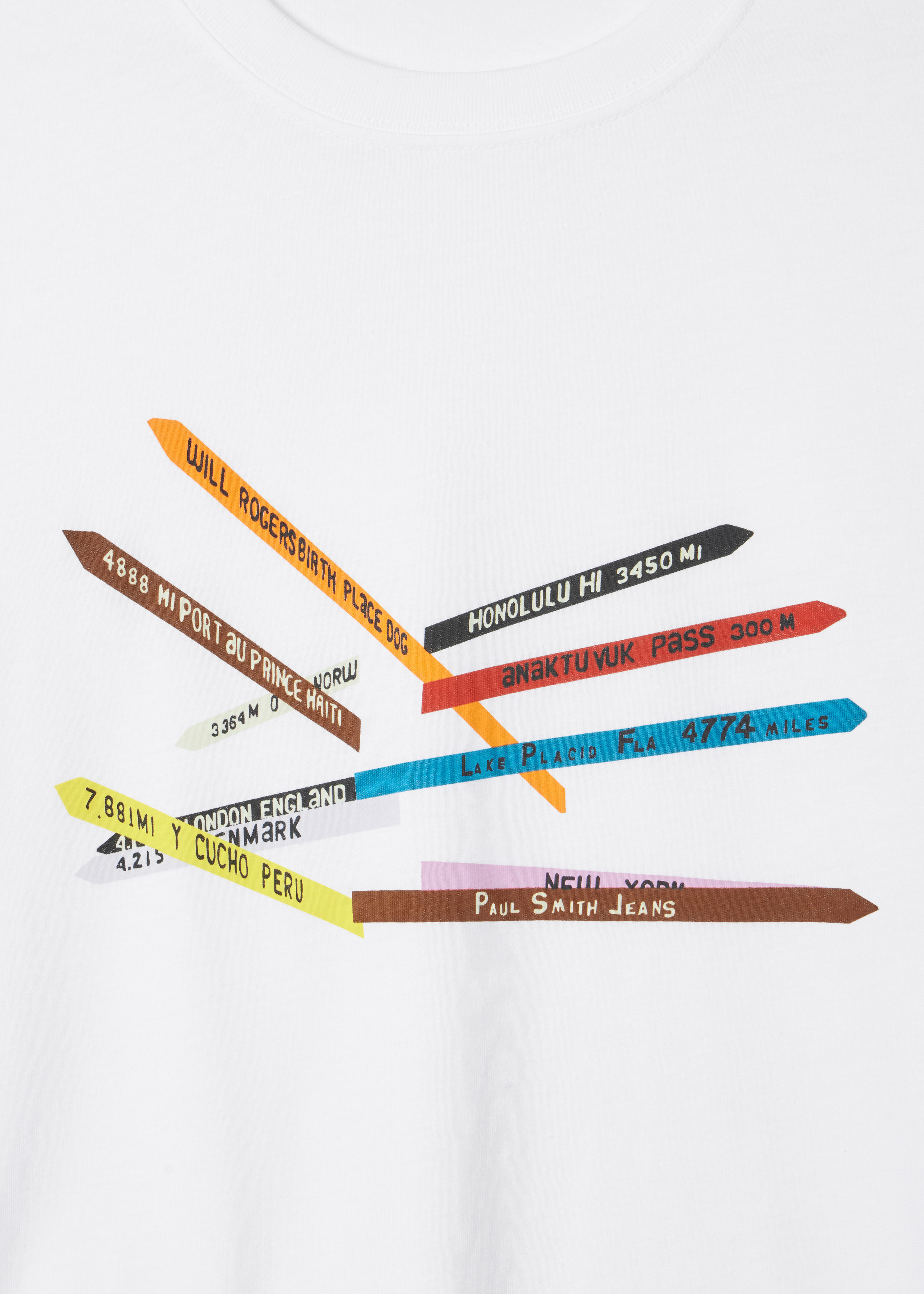 Men's White 'Sign Posts' Print T-Shirt