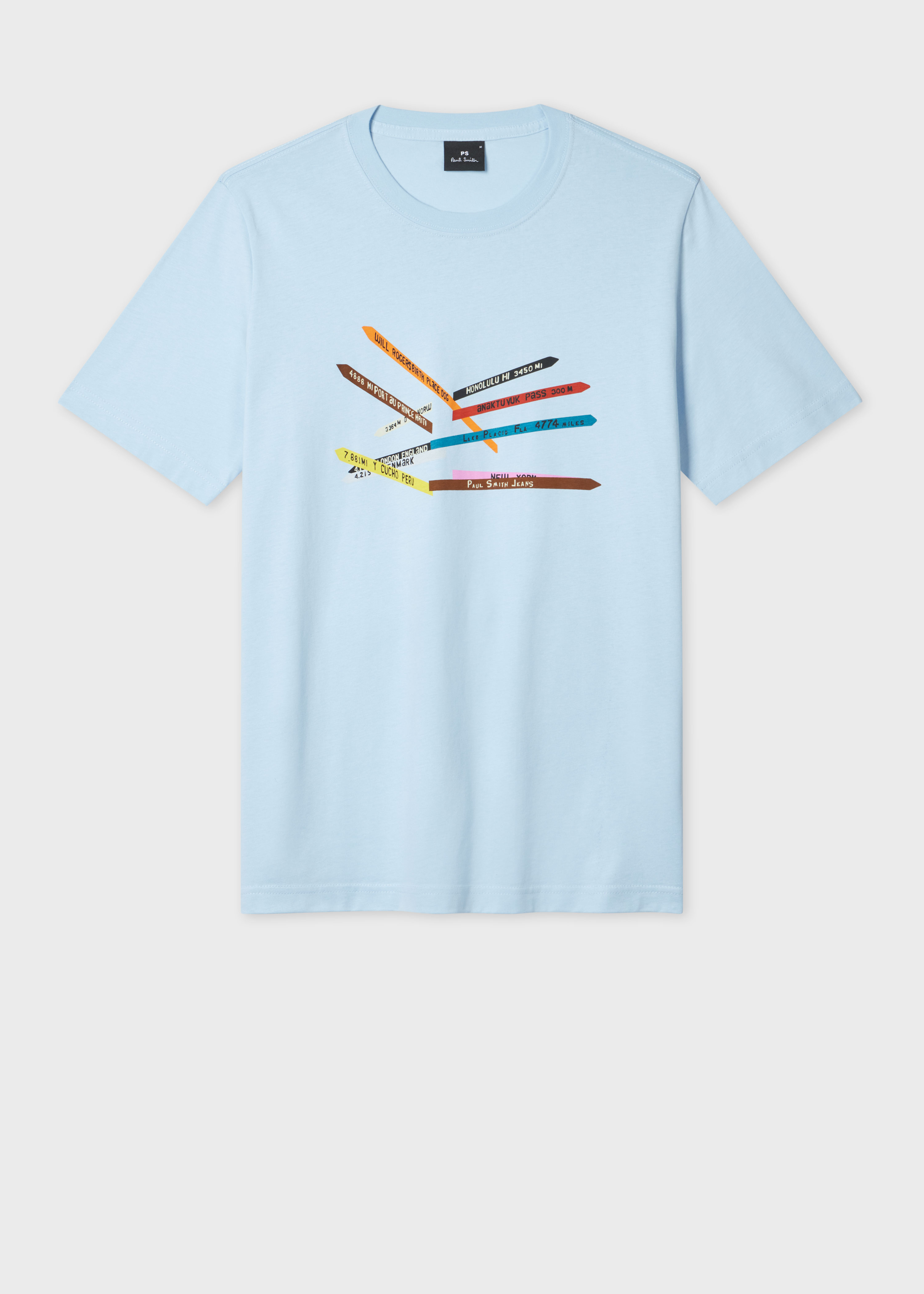 Paul Smith｜ (M2R 011R PP5135 01) Men's White 'Sign Posts' Print T-Shirt