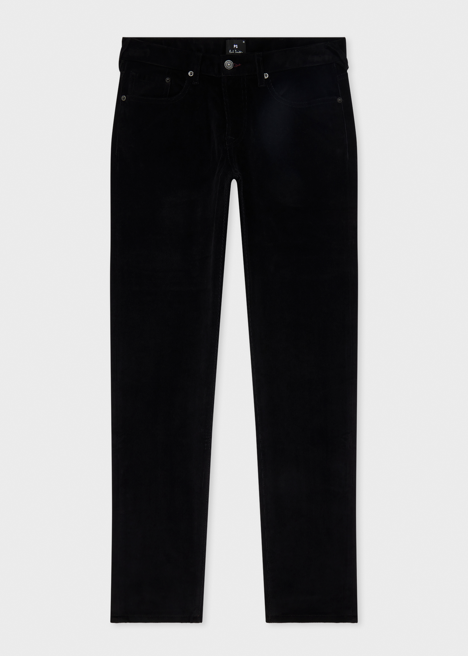 Tapered-Fit Black Corduroy Trousers