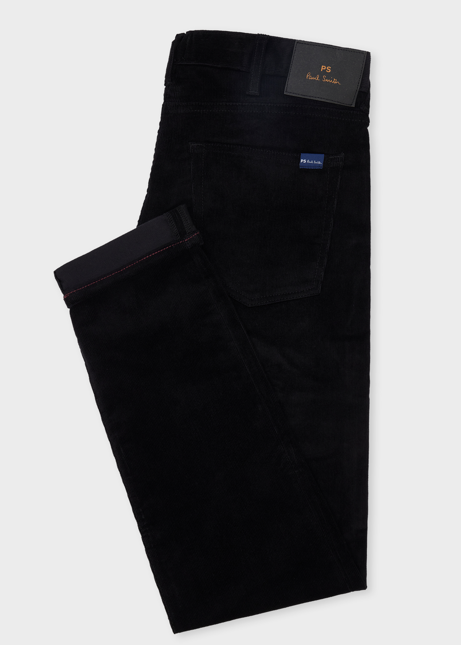 Tapered-Fit Black Corduroy Trousers