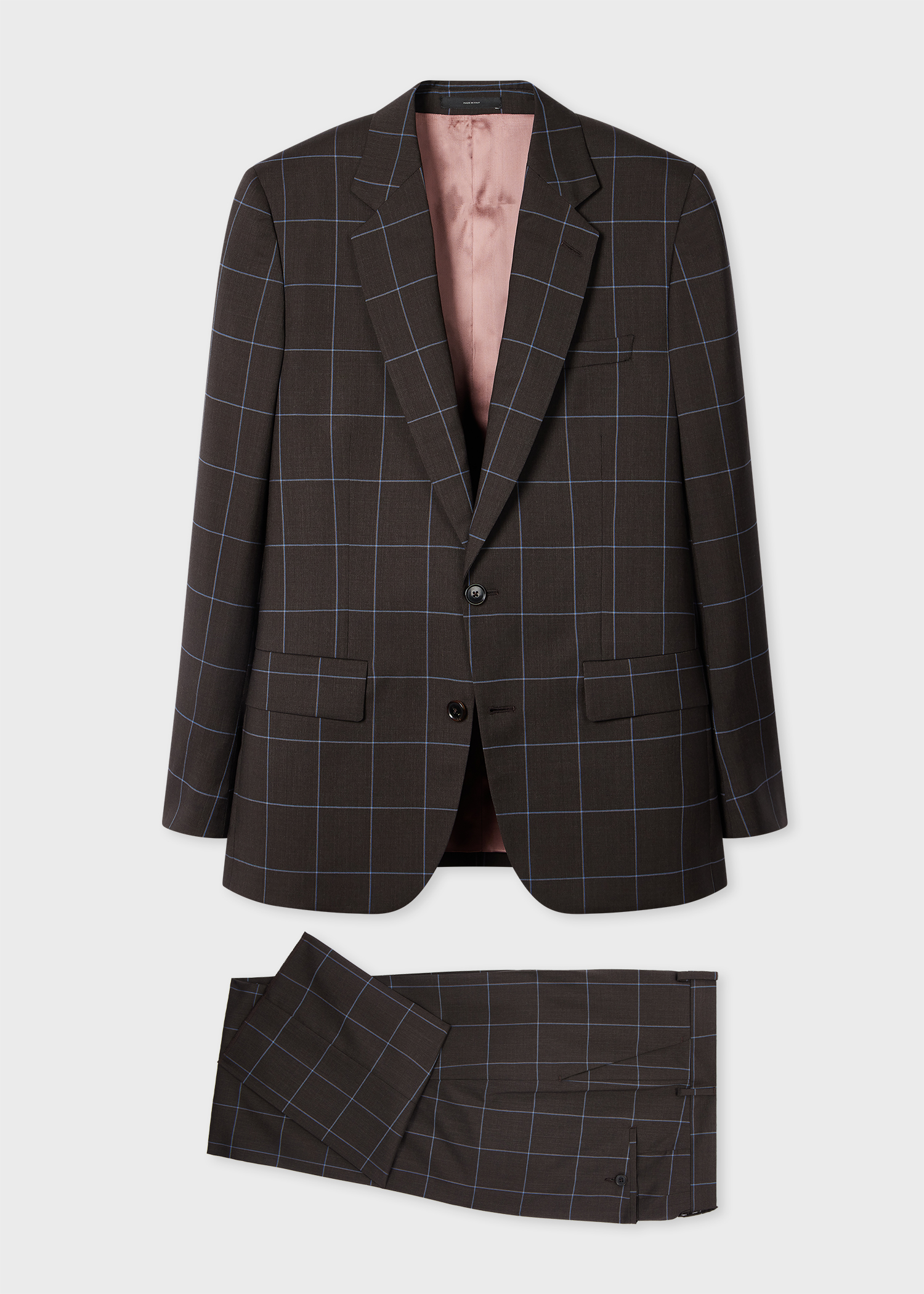 Men's Charcoal Windowpane Check Wool-Cashmere Suit