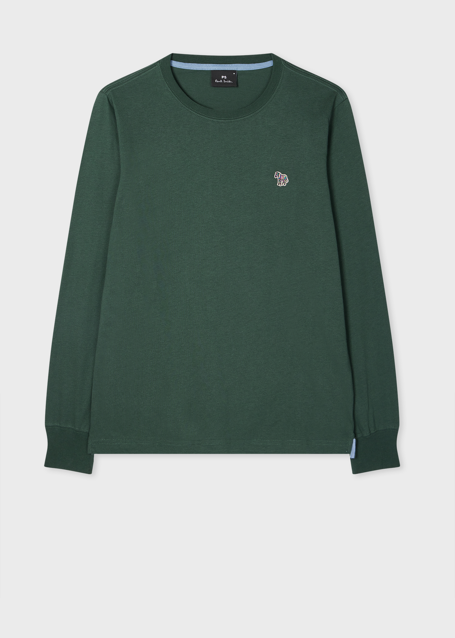 Dark Green Cotton Zebra Logo Long-Sleeve T-Shirt