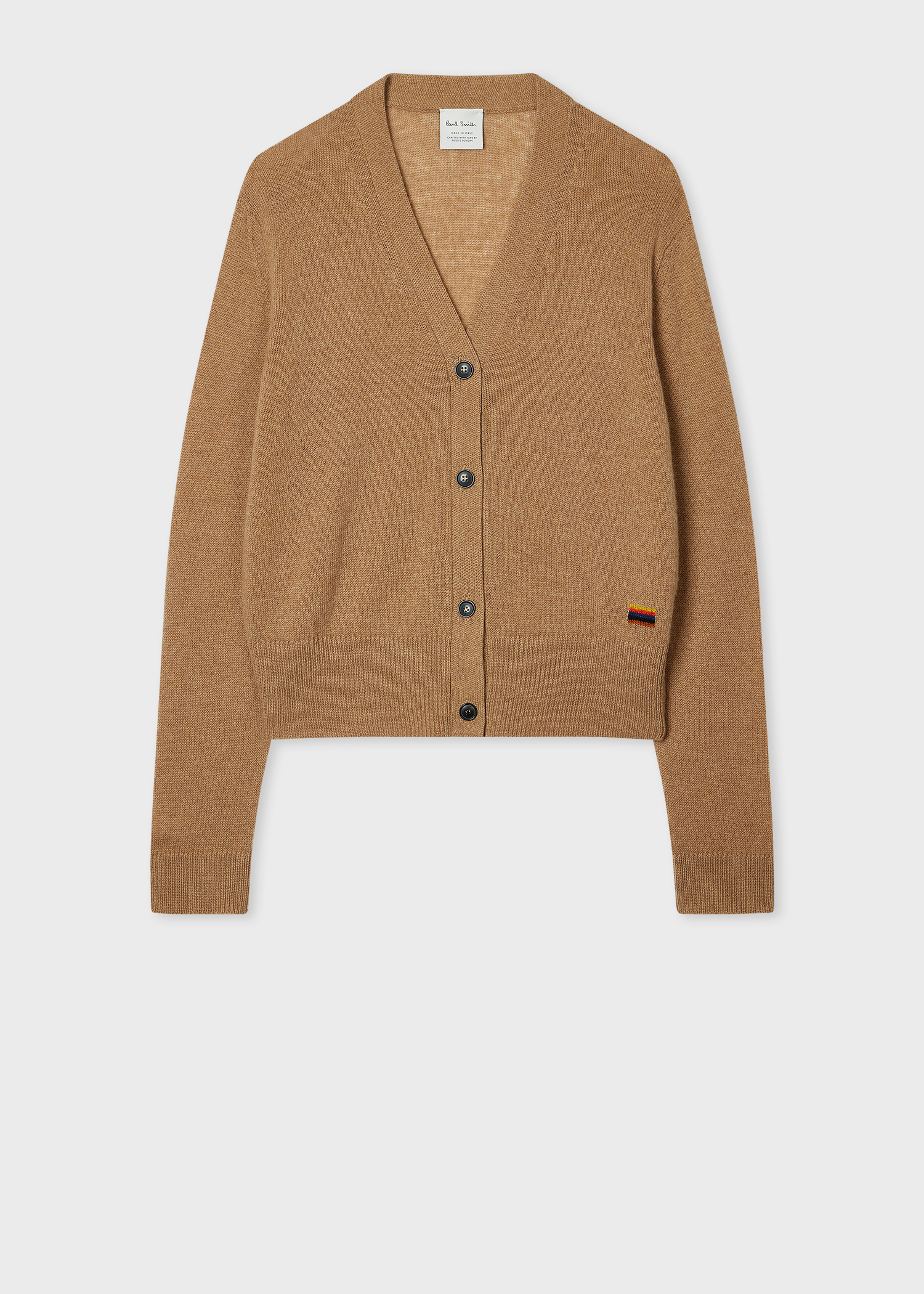 Women's Tan Cashmere Knitted Cardigan